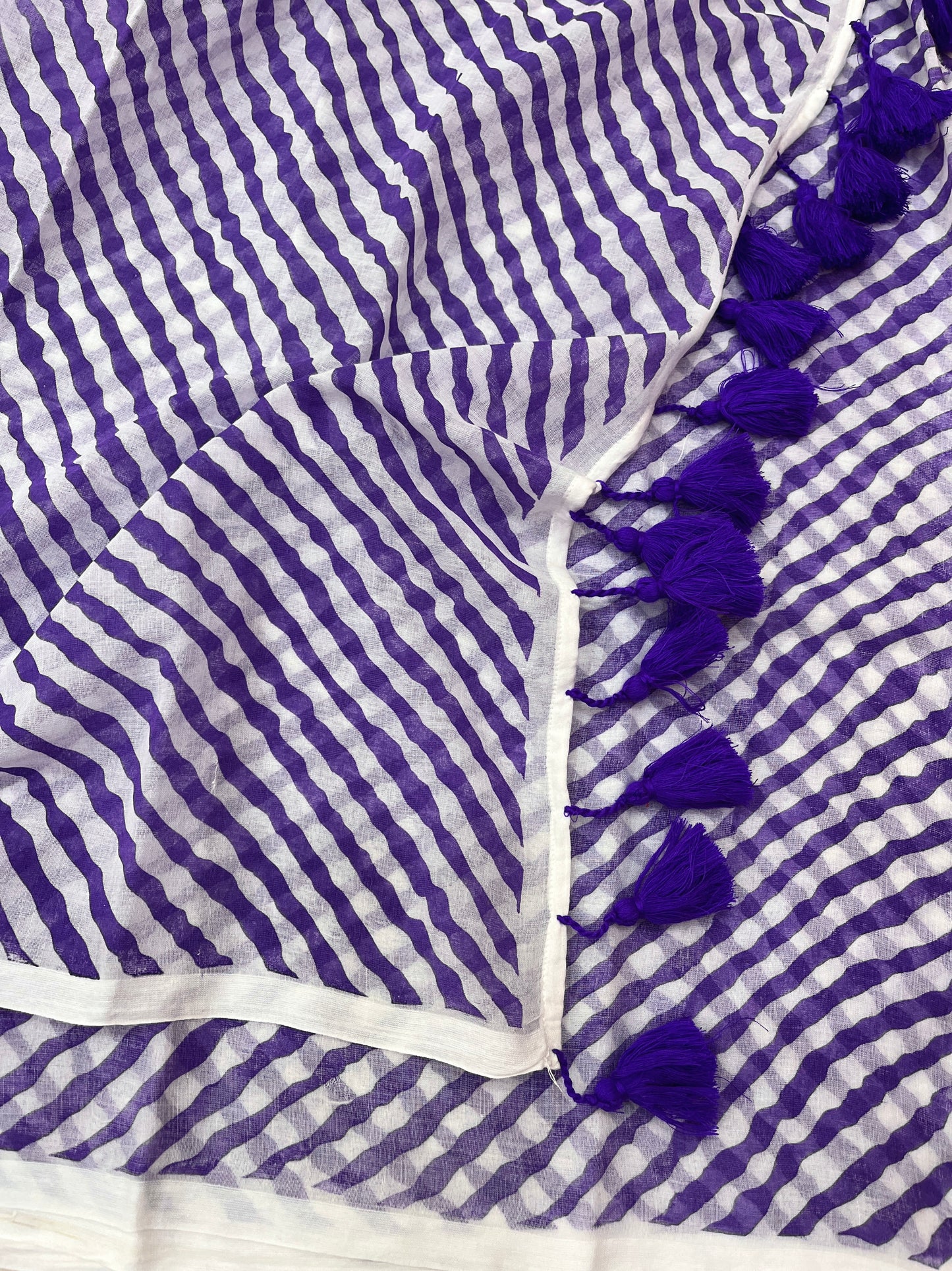 Lavender Lehriya Mulmul Saree