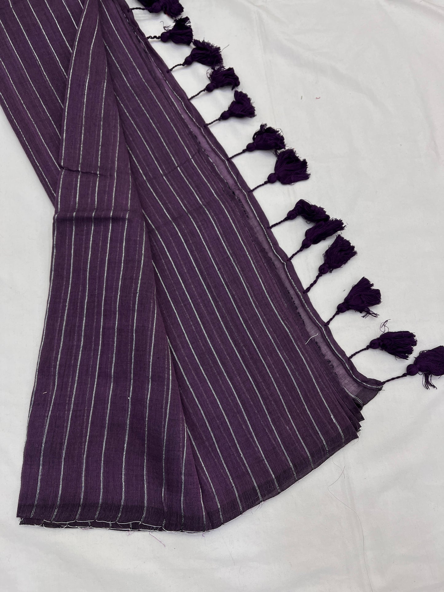 Jamun Shot Zari Lines Mulmul Saree