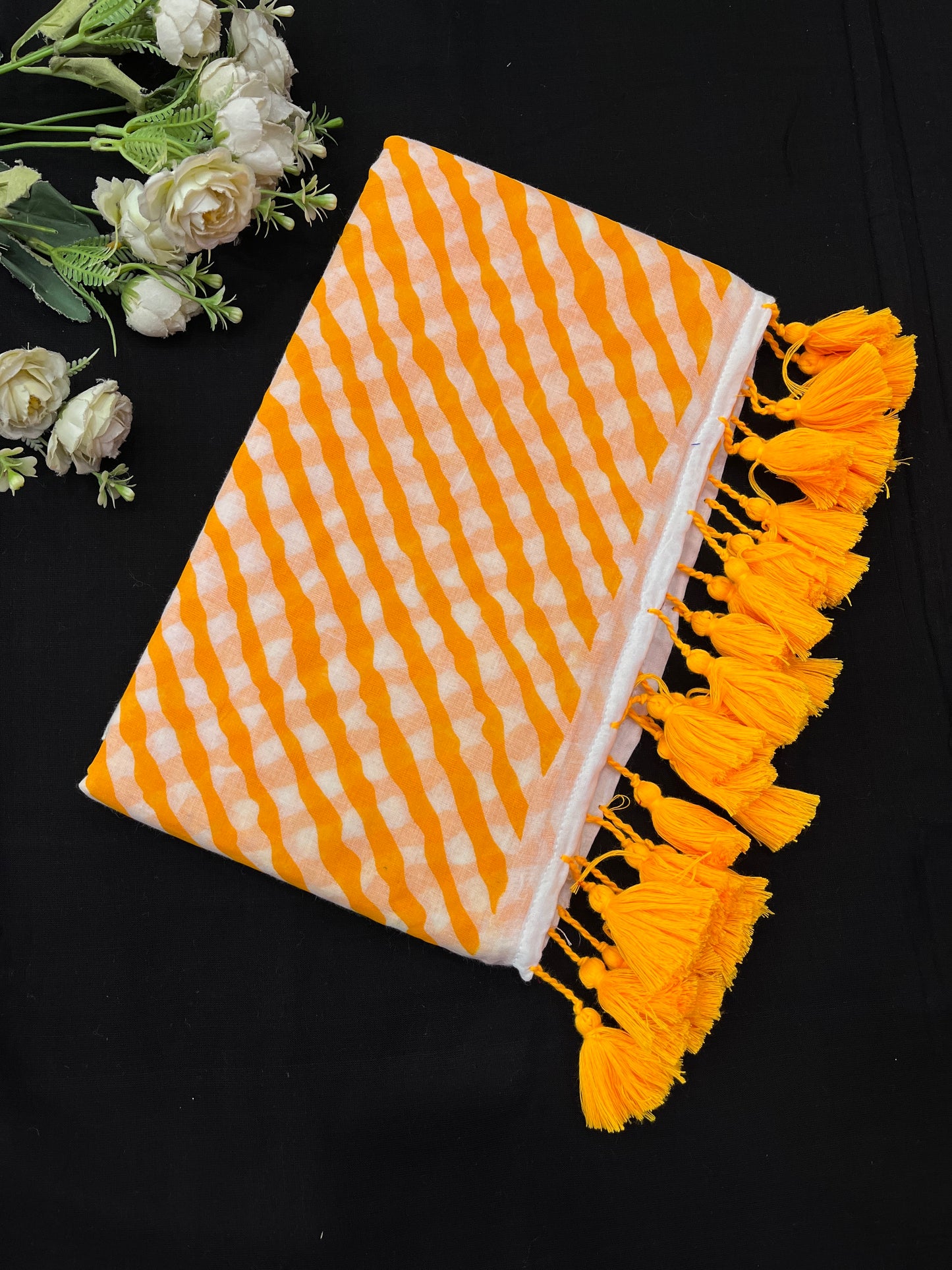 Yellow Lehriya Mulmul Saree