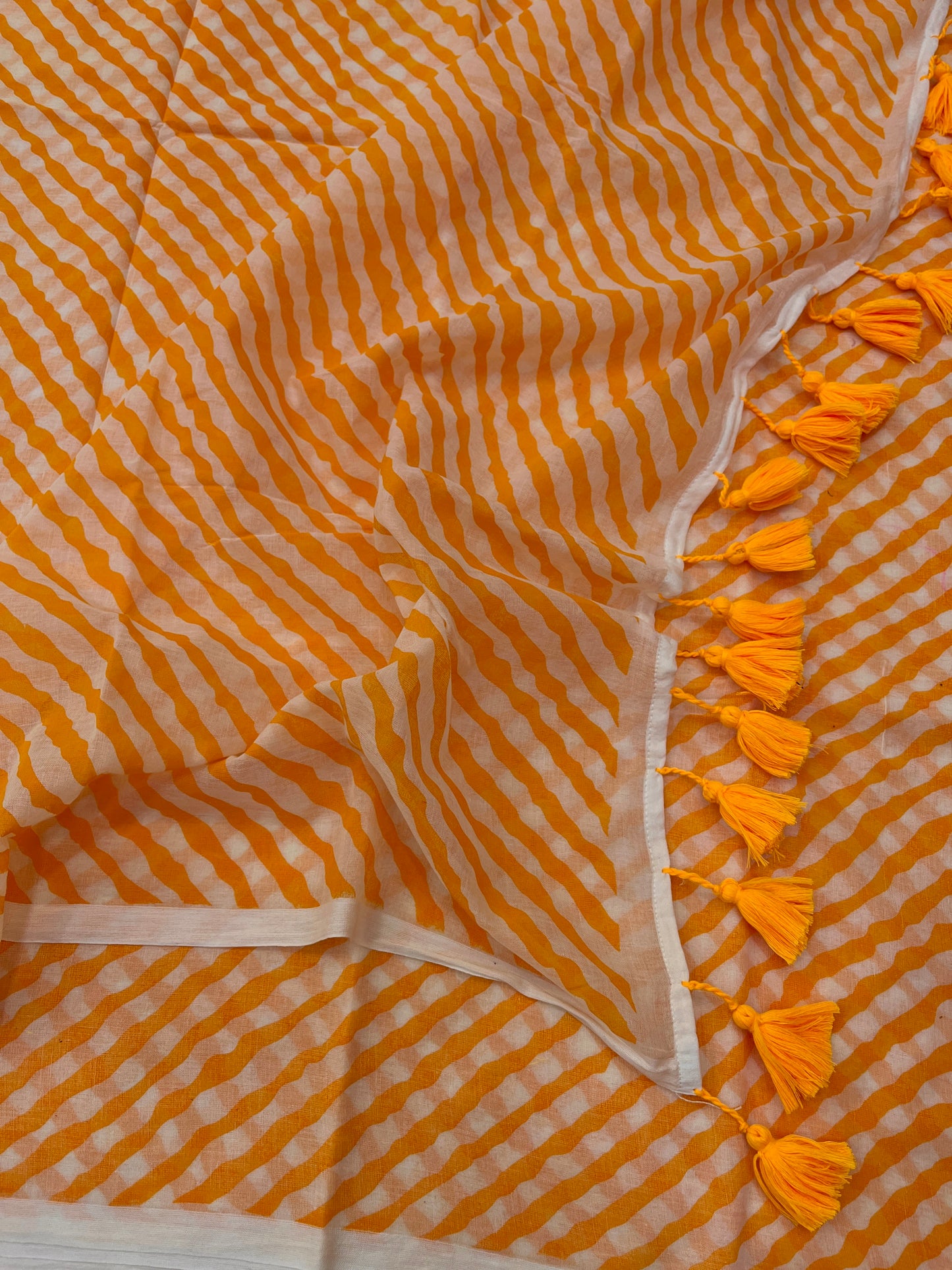 Yellow Lehriya Mulmul Saree