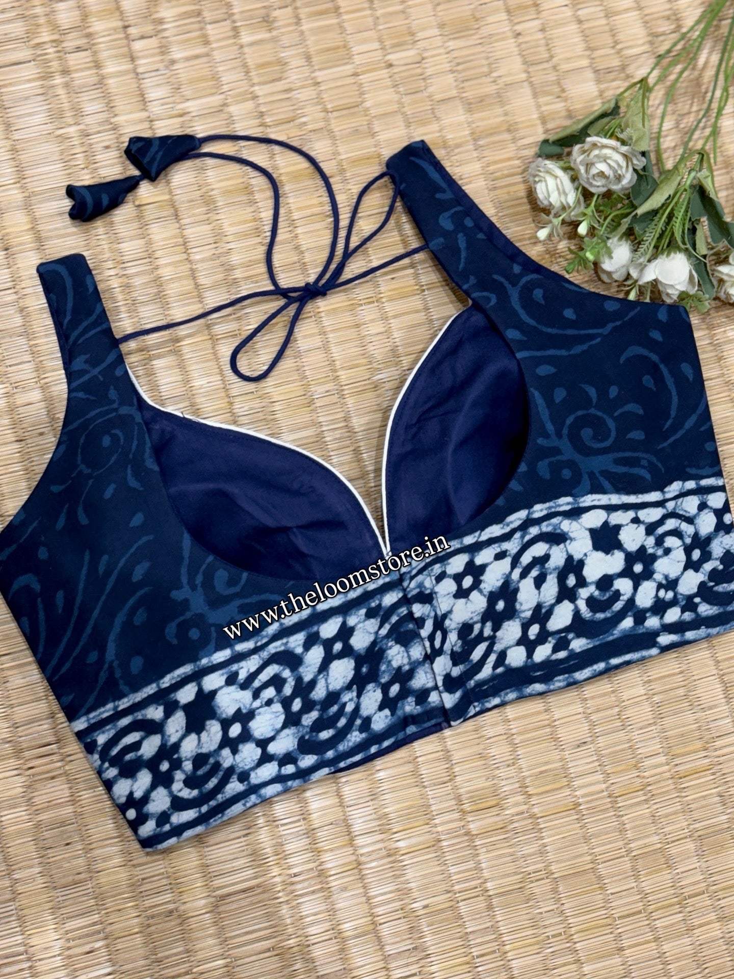 Shank Neel Indigo Modal Silk Saree Blouse Set