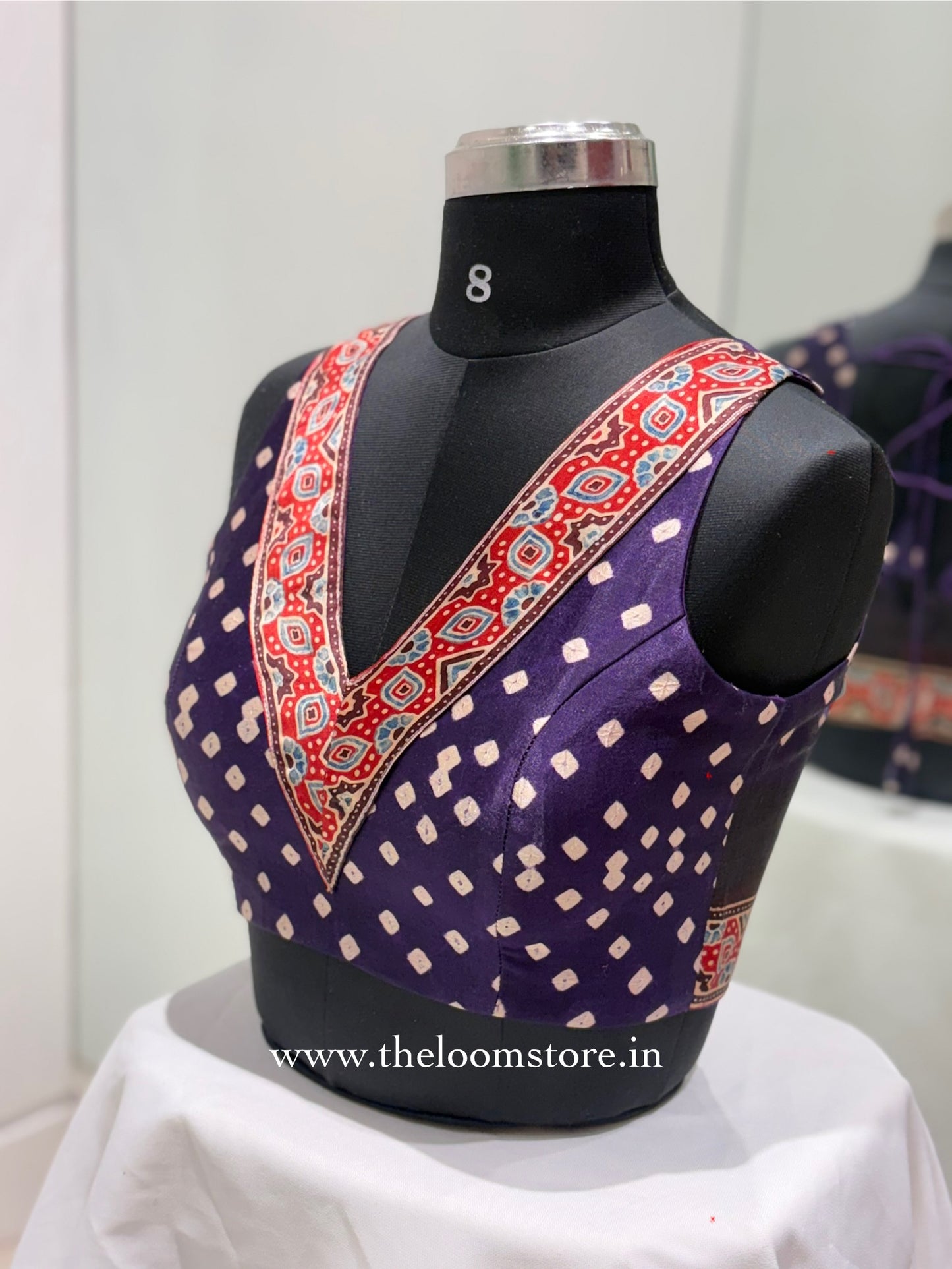 Purple Bandhani Ajrakh Blouse