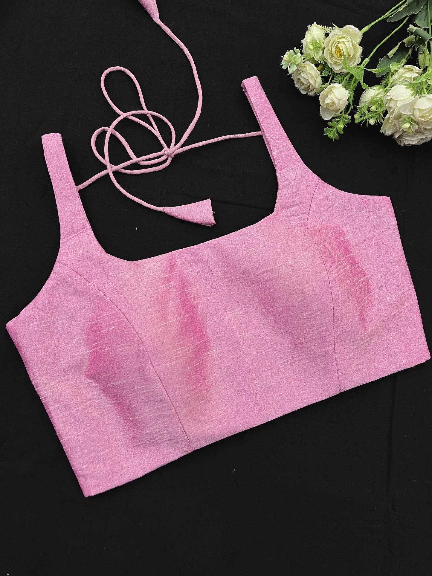 Blush Pink Raw Silk Basic Strap Blouse