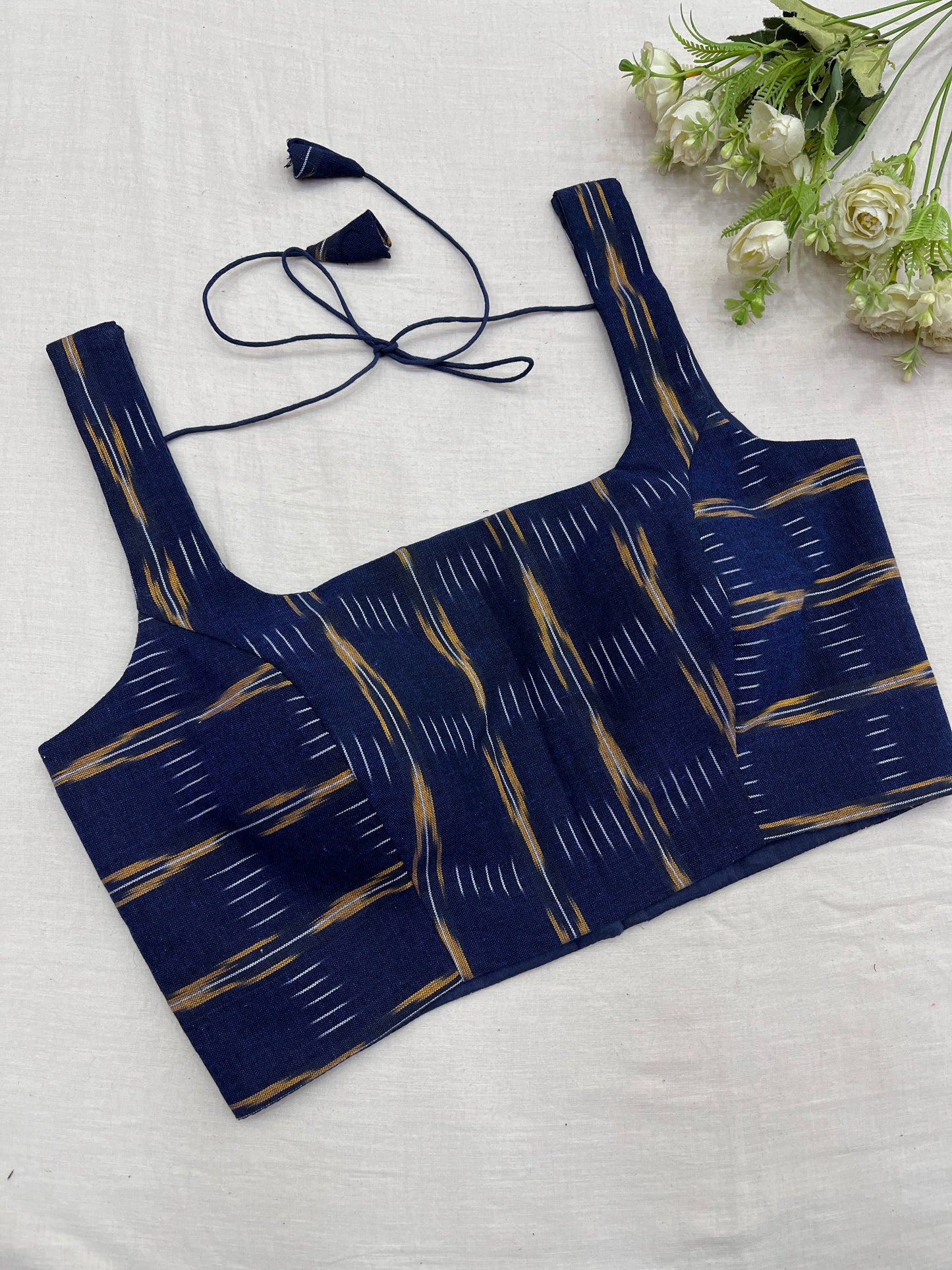 Blue Mustard Ikkat Basic Strap Blouse