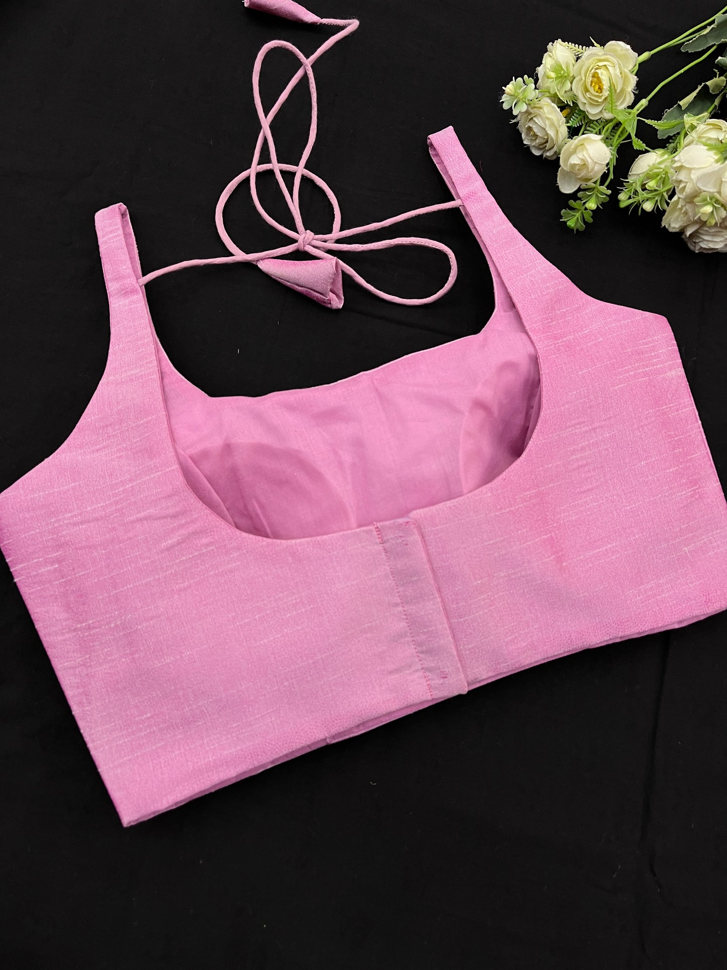 Blush Pink Raw Silk Basic Strap Blouse