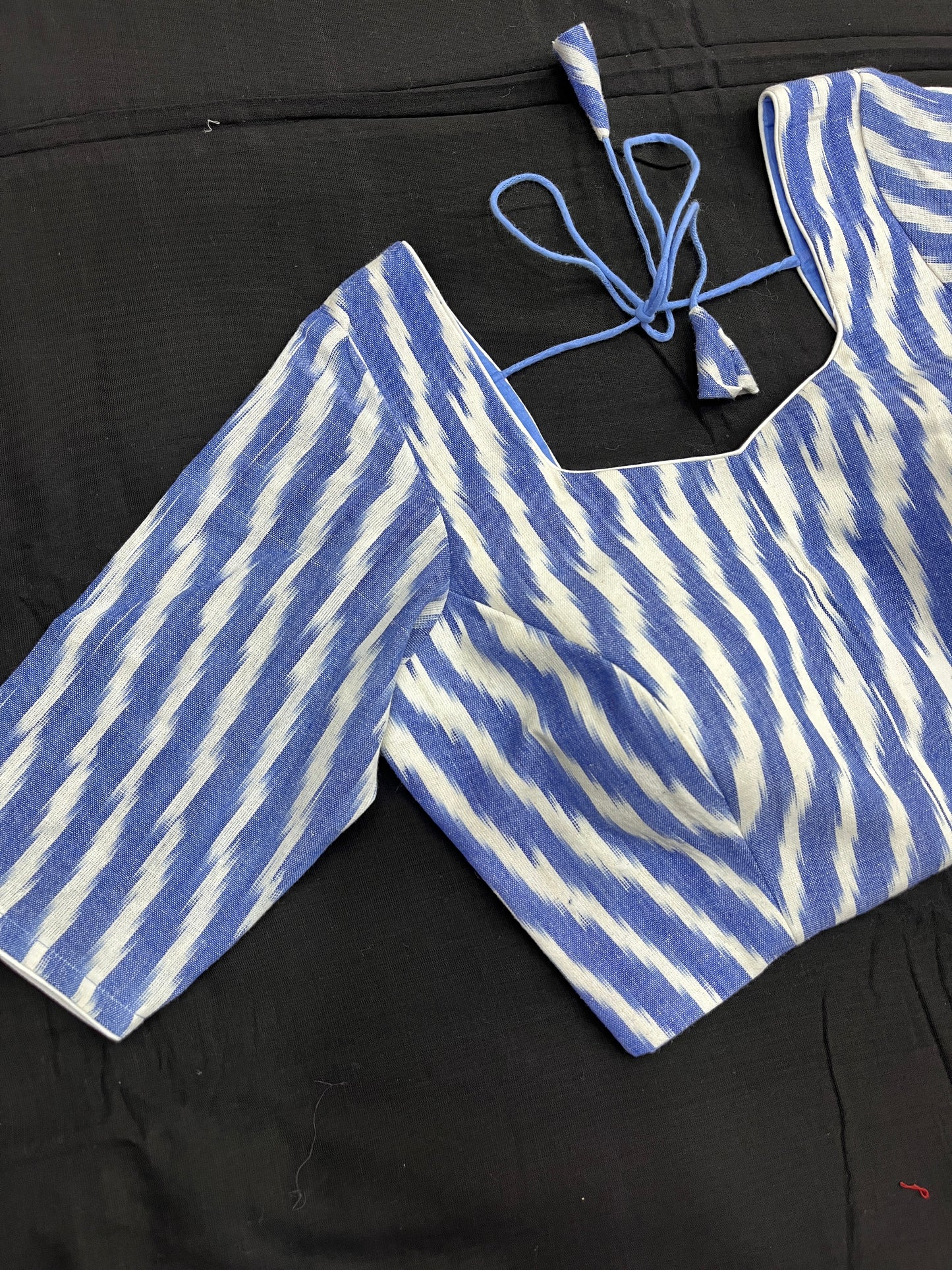 Sky White Ikkat Cotton Blouse
