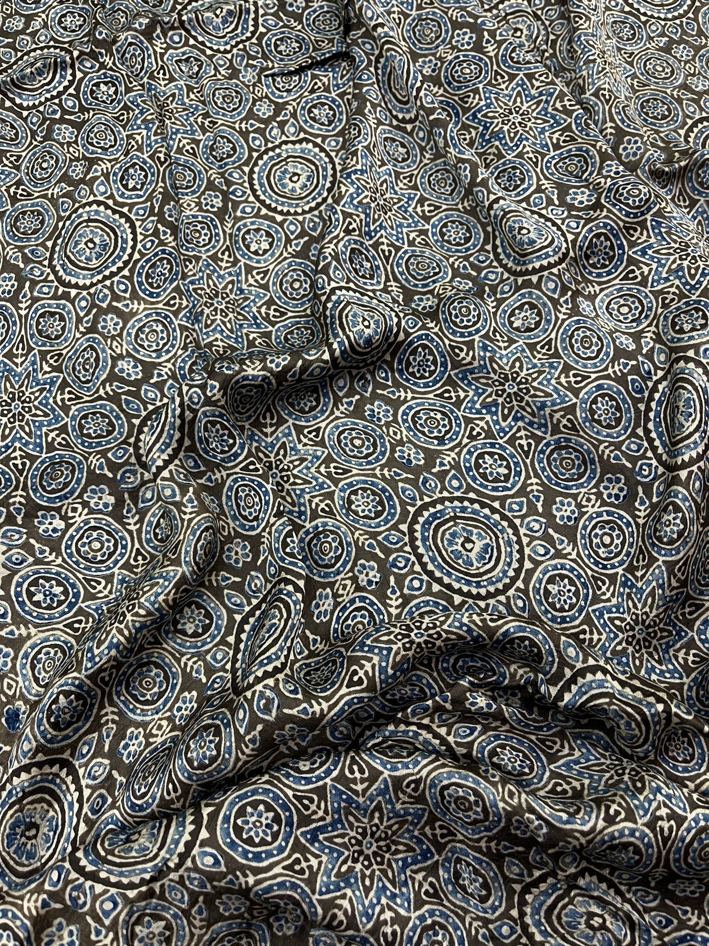 Green Black Bandhani Ajrakh Modal Silk Saree