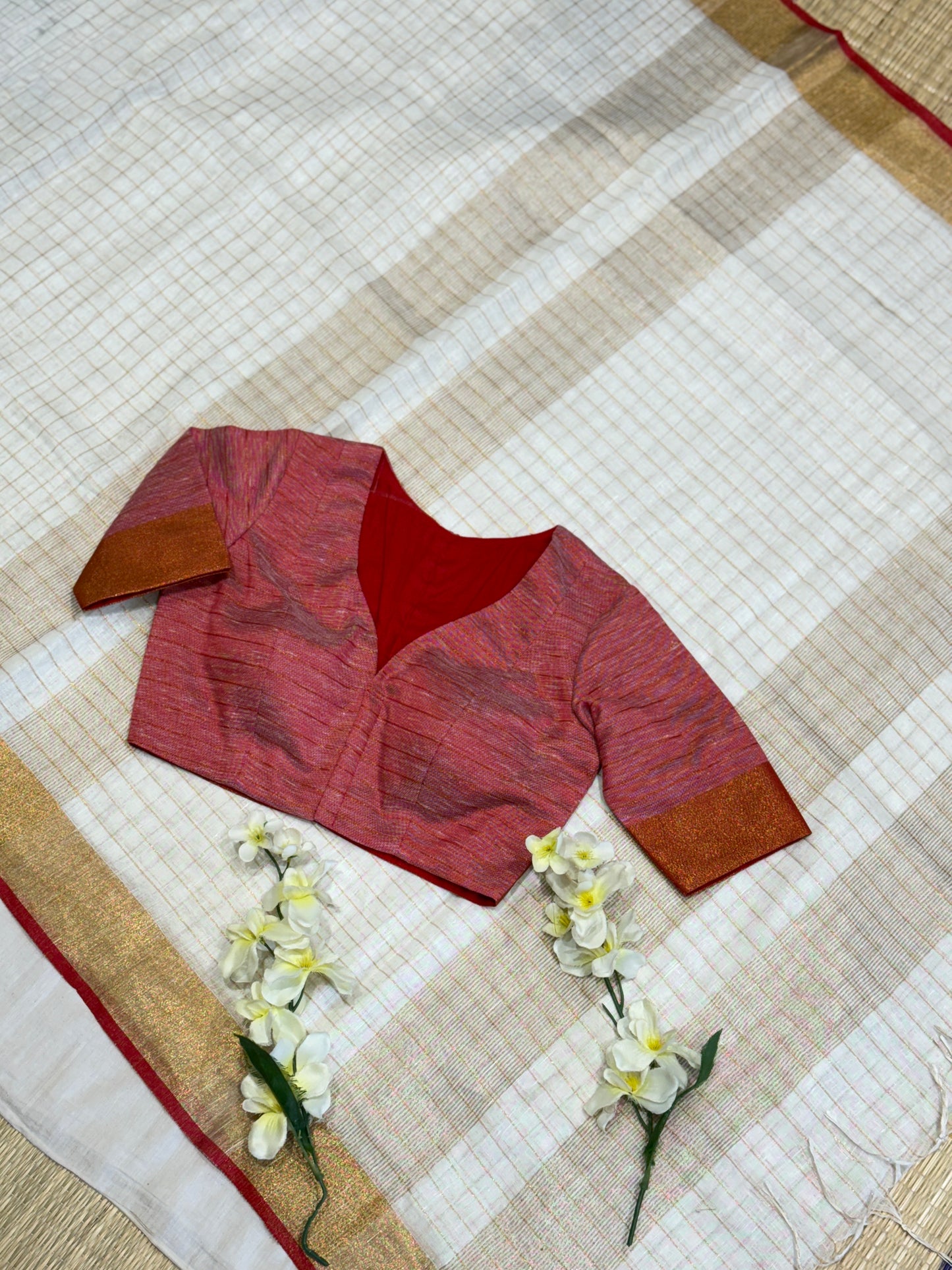 Chandrika Linen Saree Blouse Set