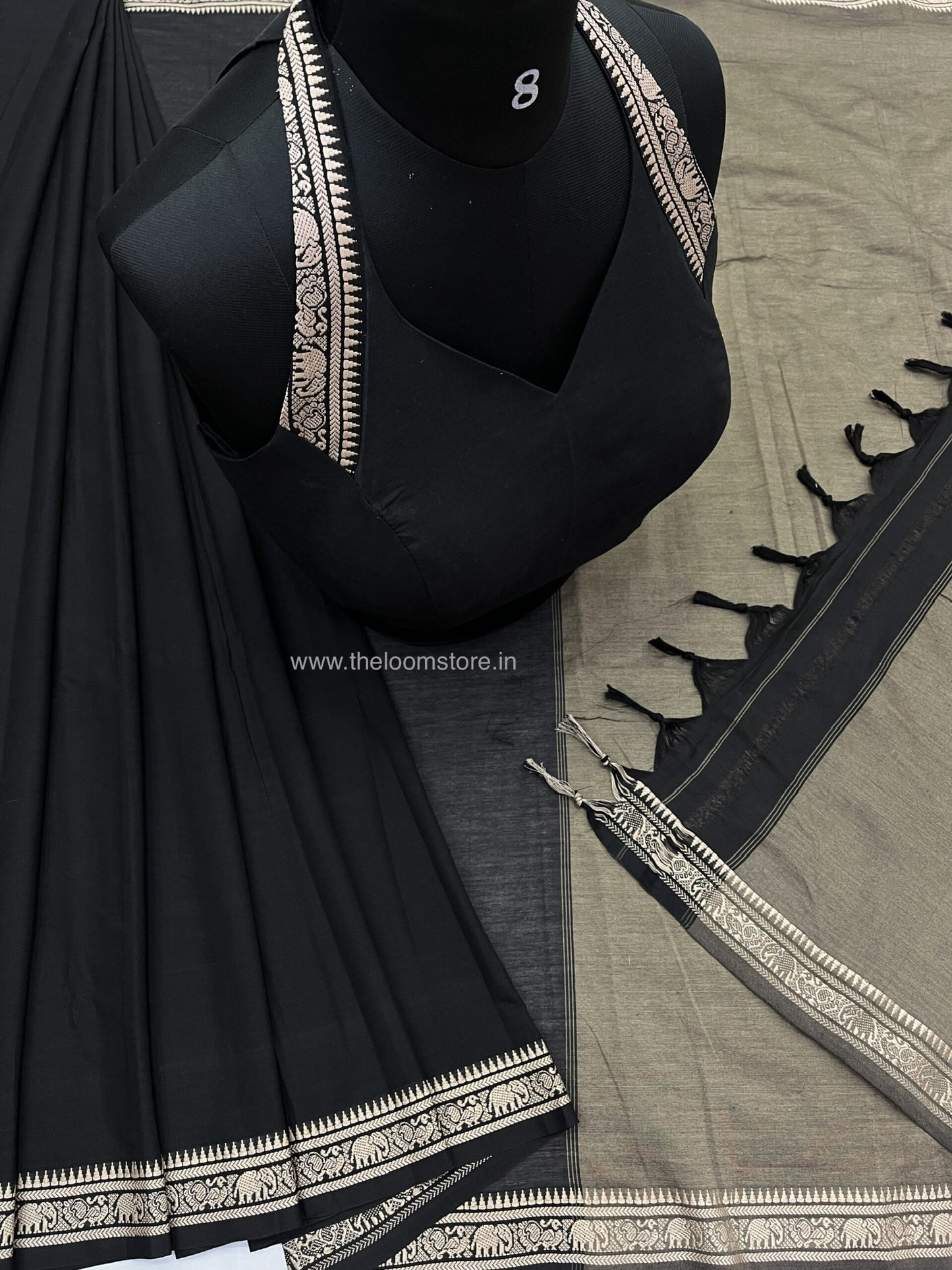 Go Black Elephant Vijaypura Saree Blouse Set