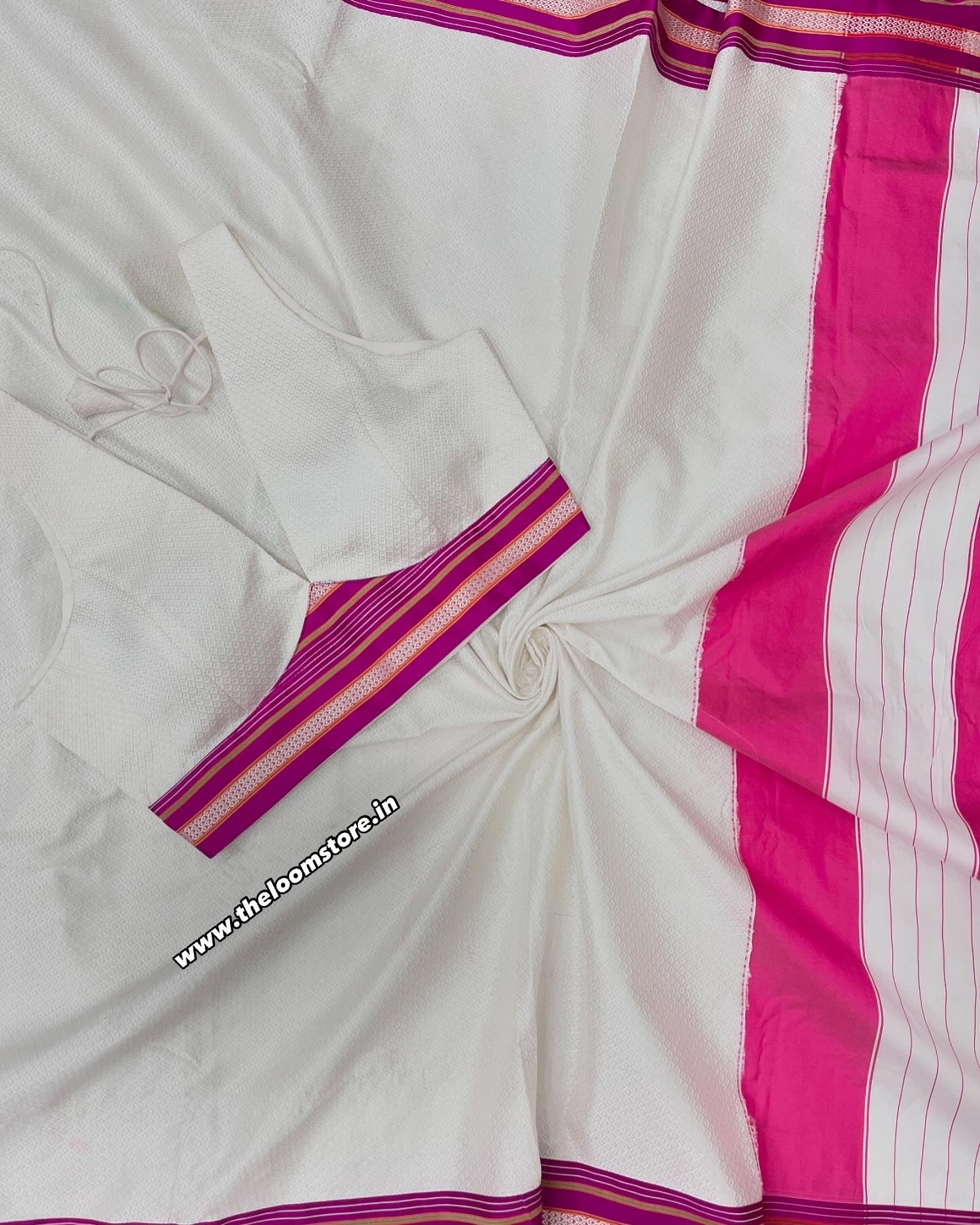 White Purple Pink Khun Saree Blouse Co-Ord Set