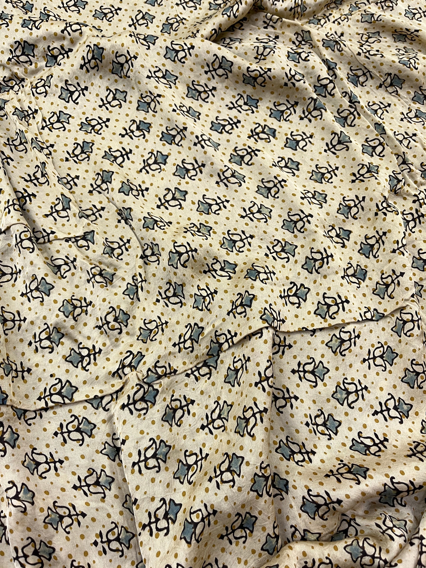 Teal Cream Bandhani Ajrakh Modal Silk Saree