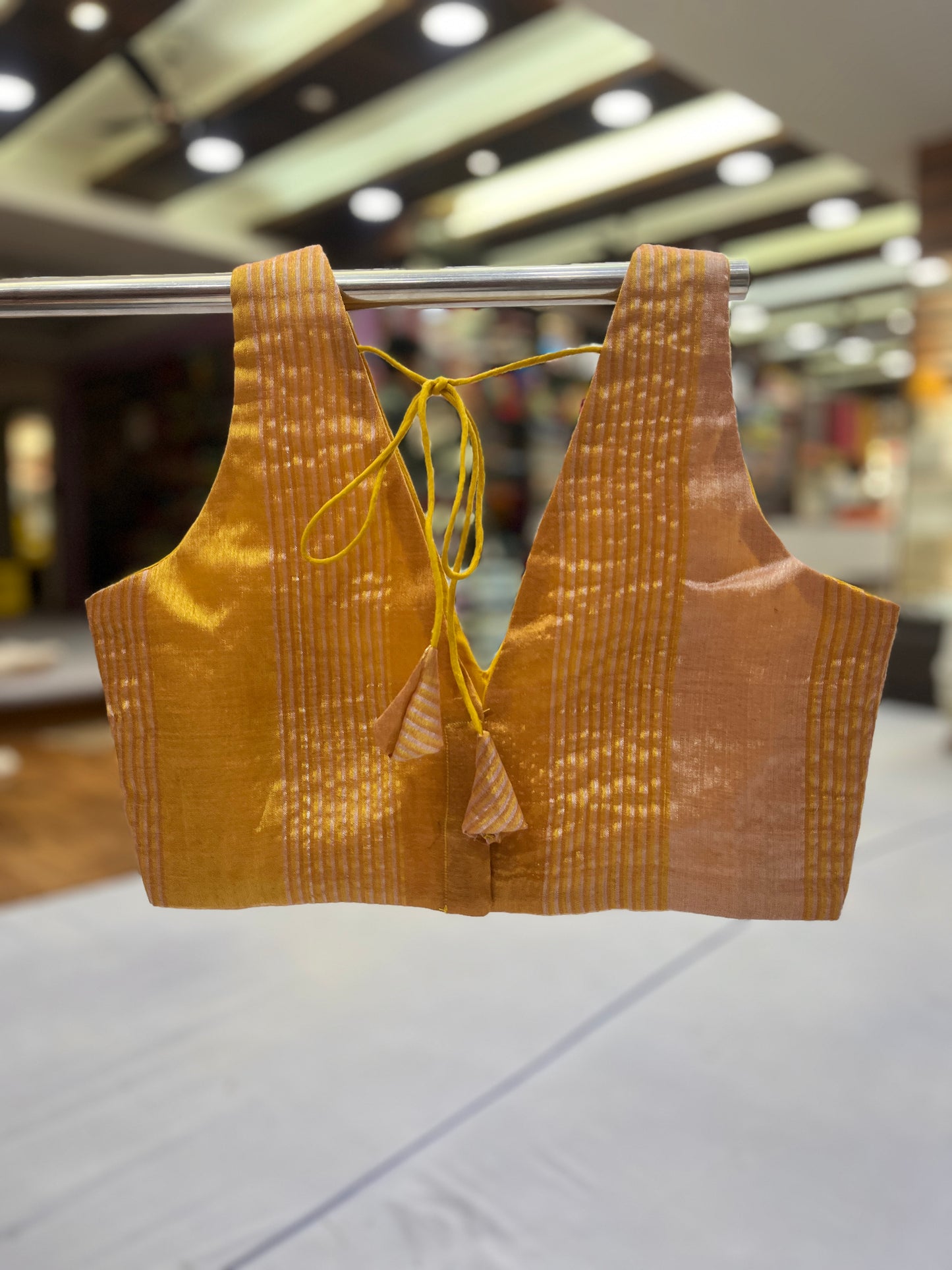 Golden Tissue Mulmul V Neck Blouse