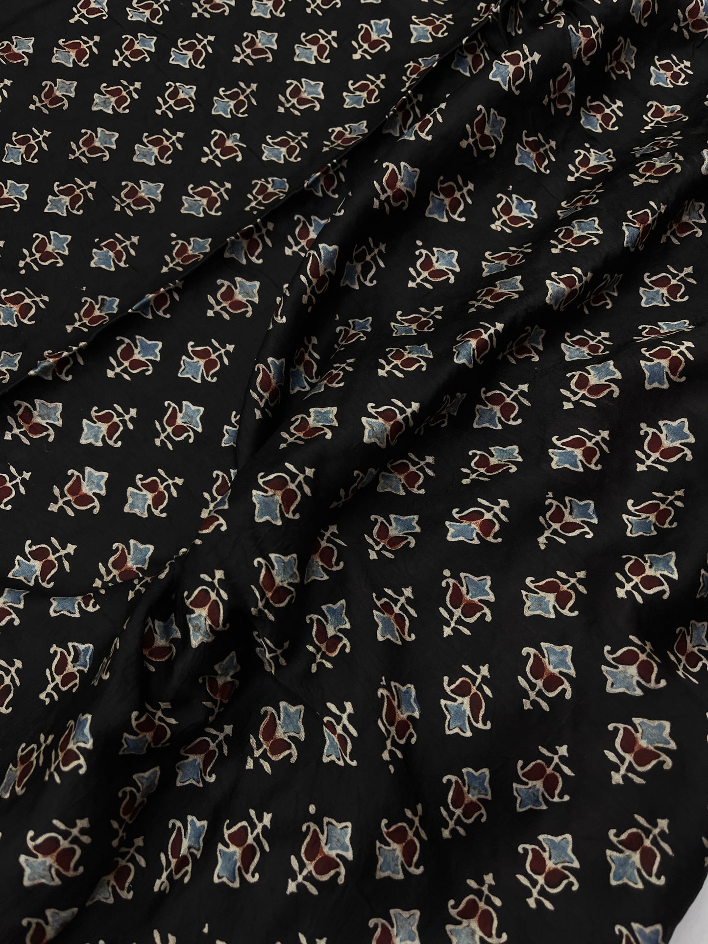 Black To Black Bandhani Ajrakh Modal Silk Saree