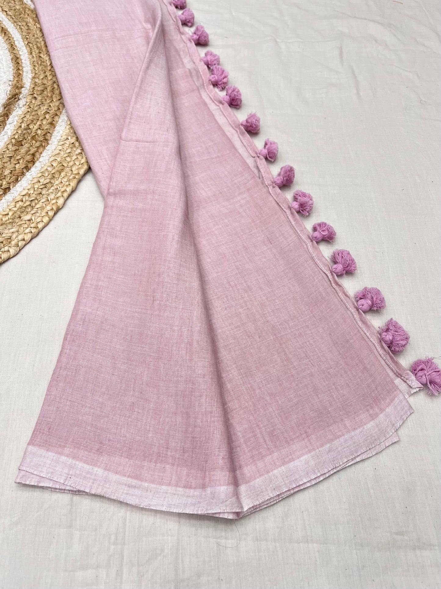Ponds Pink Mulmul Cotton Saree