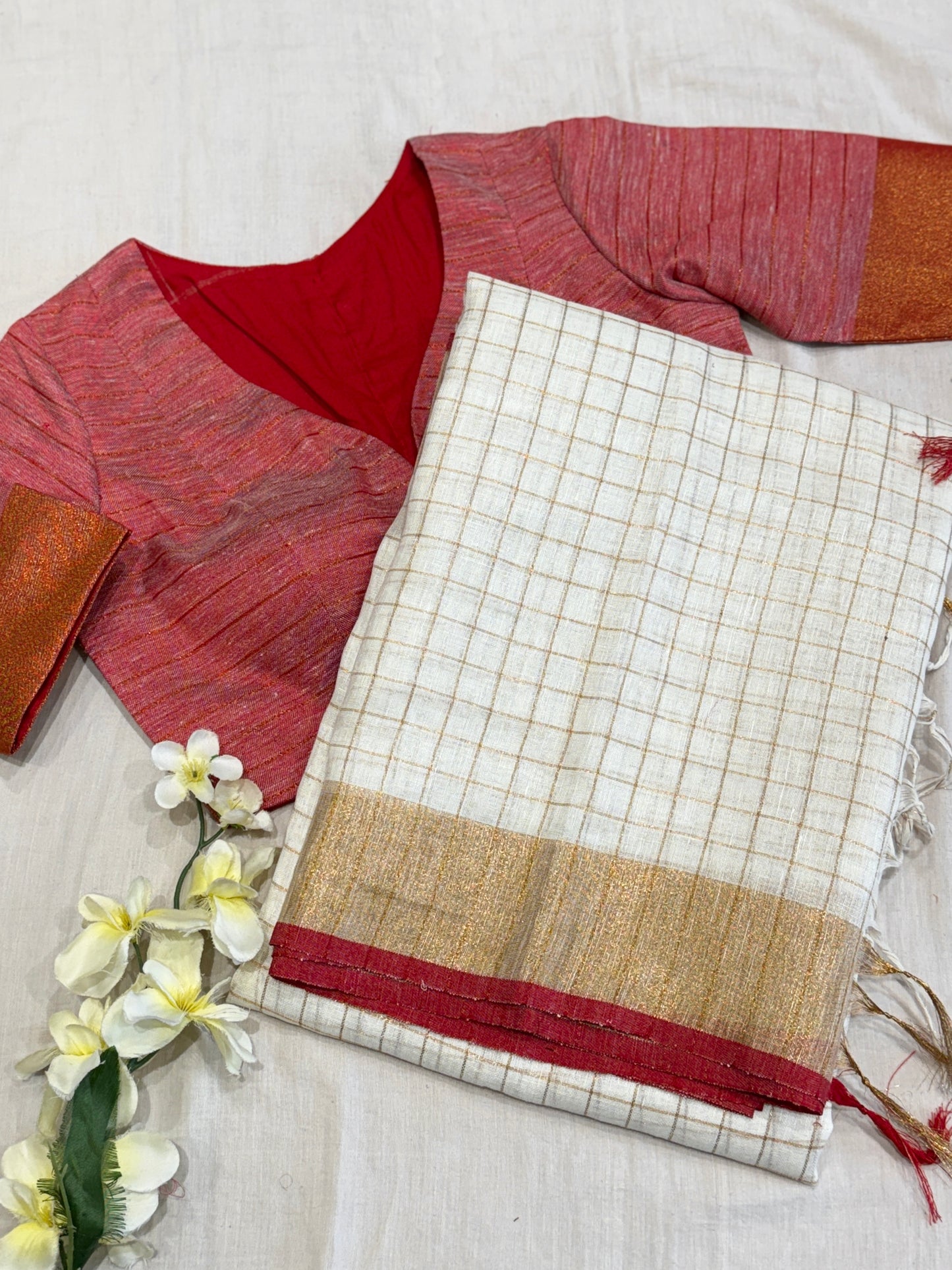 Chandrika Linen Saree Blouse Set
