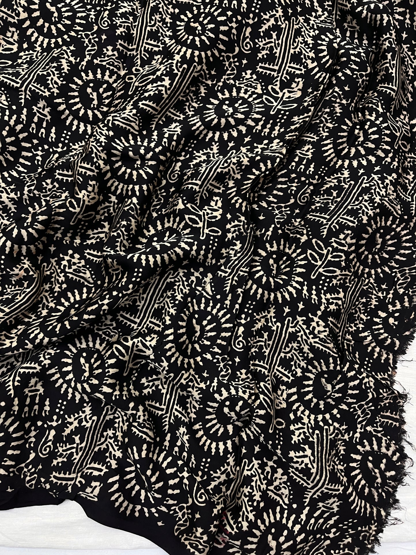 Chakri Black Ajrakh Modal Silk Saree