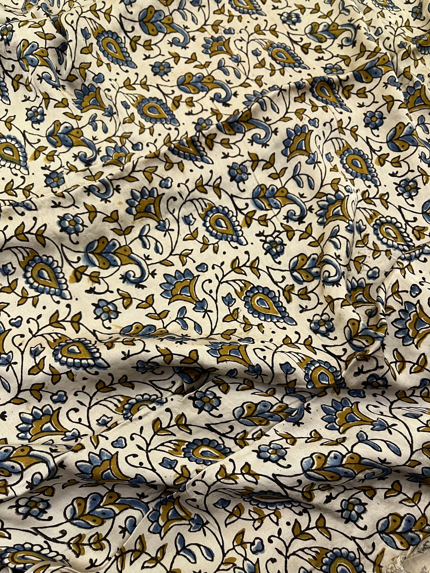 Navy Blue Cream Bandhani Ajrakh Modal Silk Saree