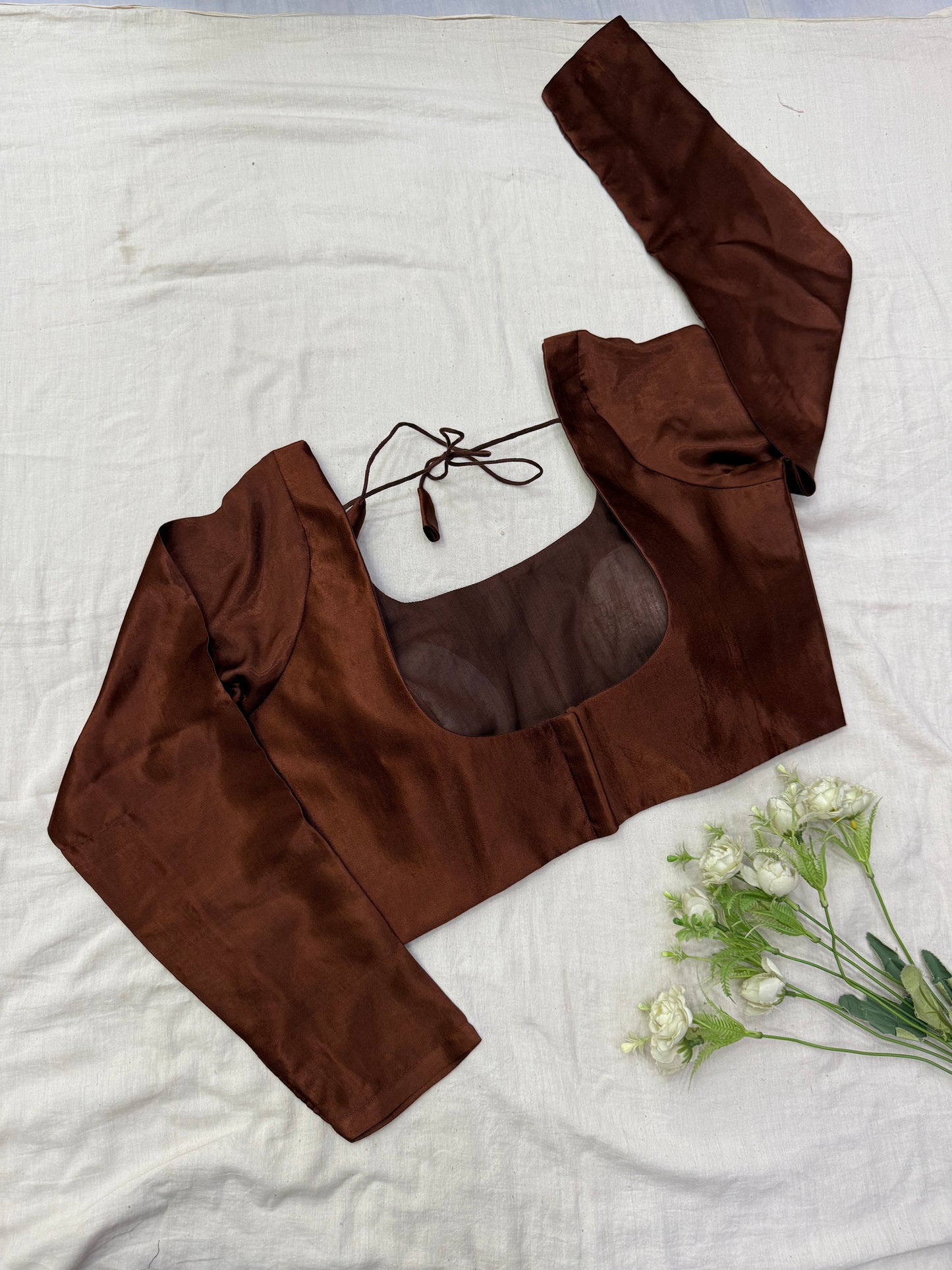 Brown Full Sleeves Modal Satin Silk Set