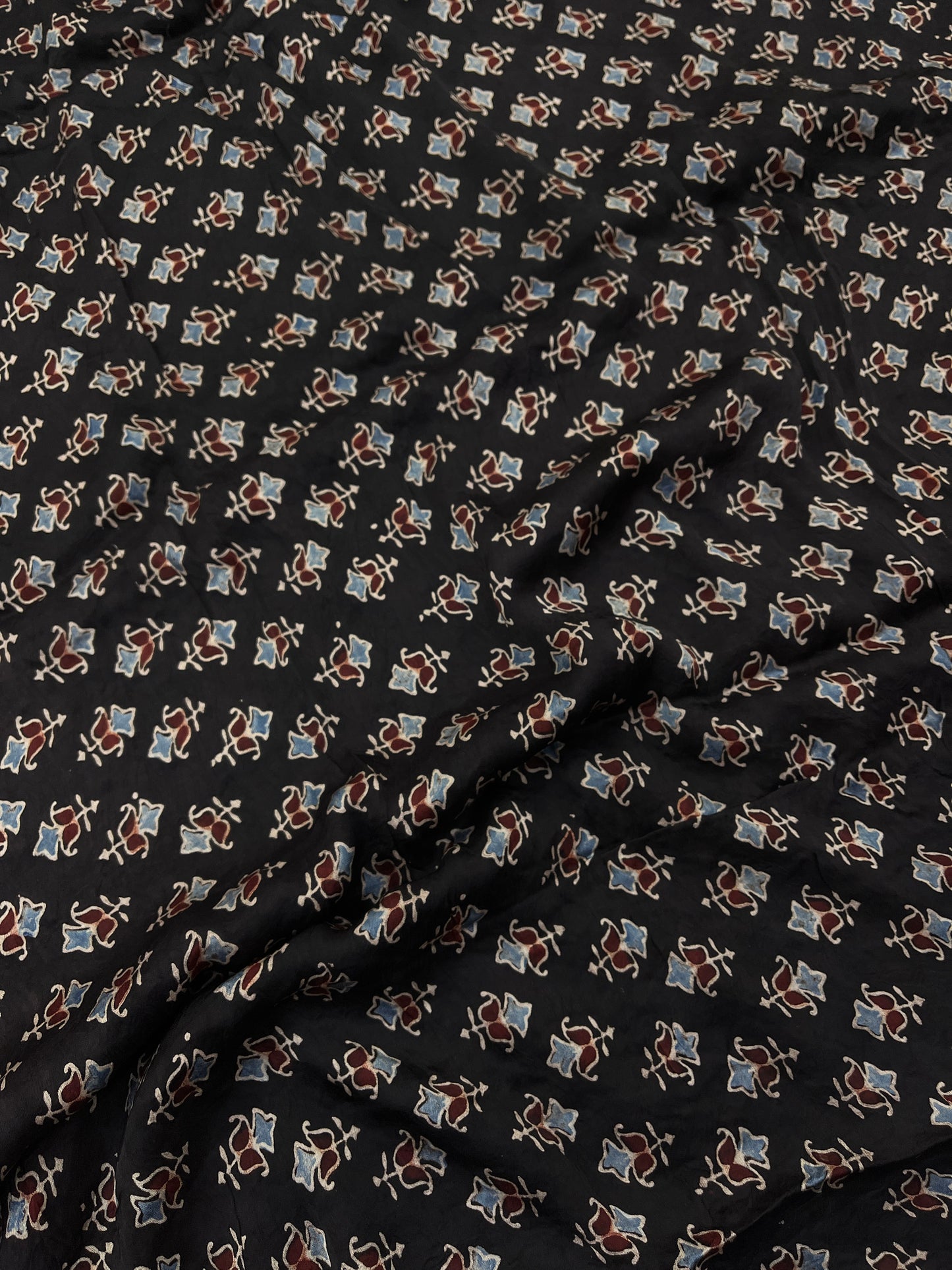 Maroon Black Bandhani Ajrakh Modal Silk Saree