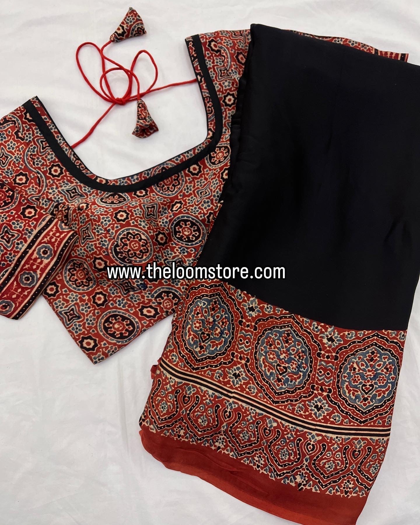 Sagarika Ajrakh Saree Blouse Set