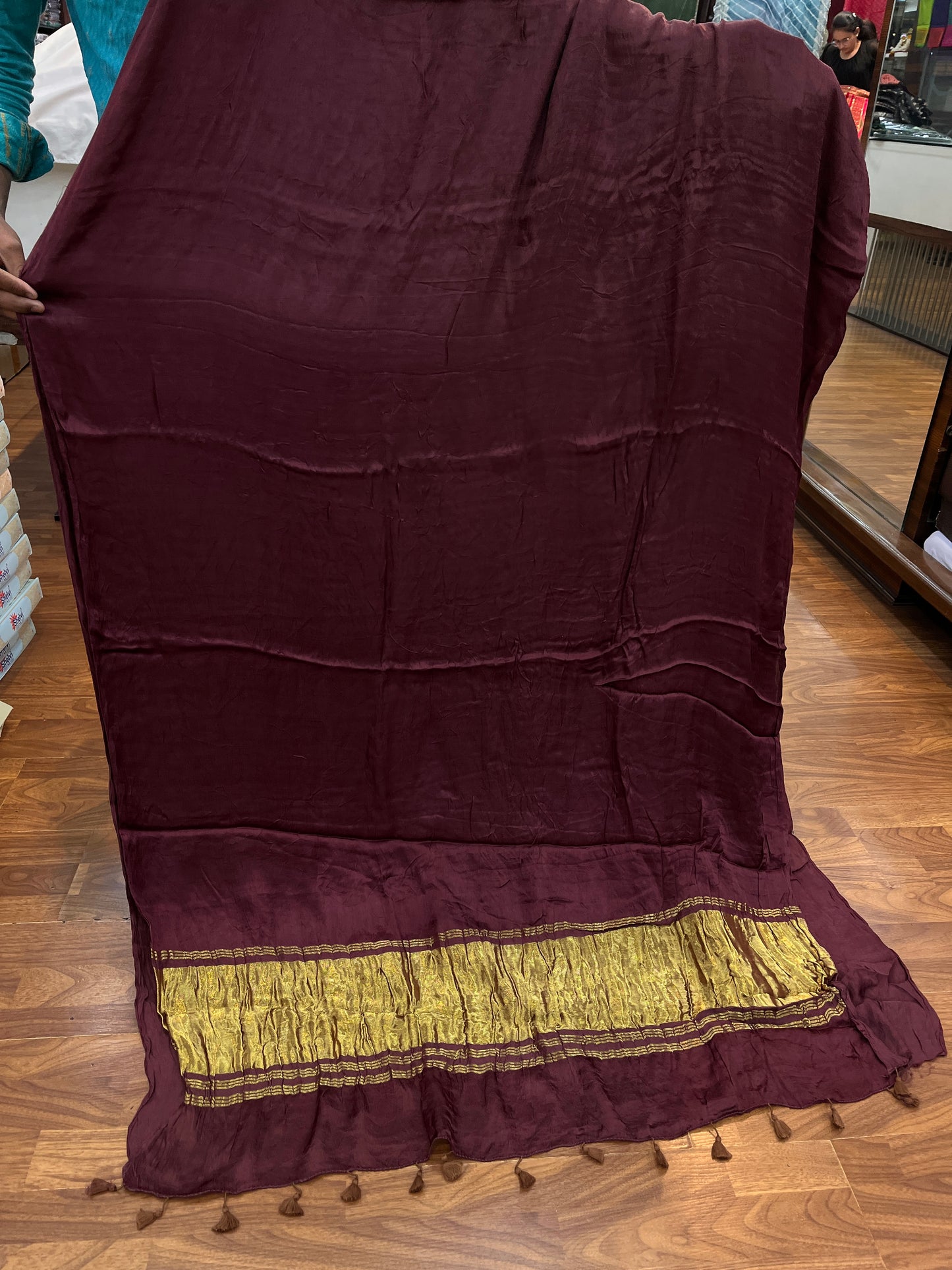 Brown Modal Silk Lagdi Pallu Saree