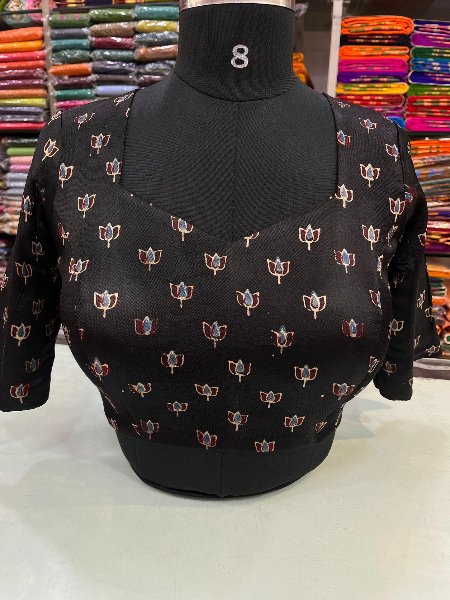 The Lotus Ajrakh Modal Silk Blouse