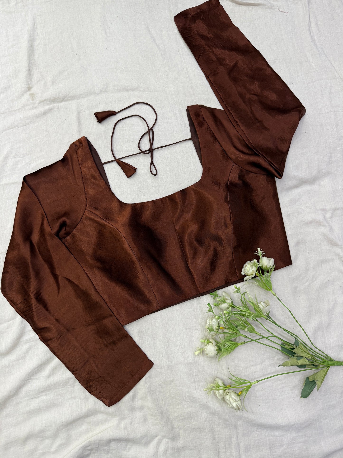 Brown Full Sleeves Modal Satin Silk Set