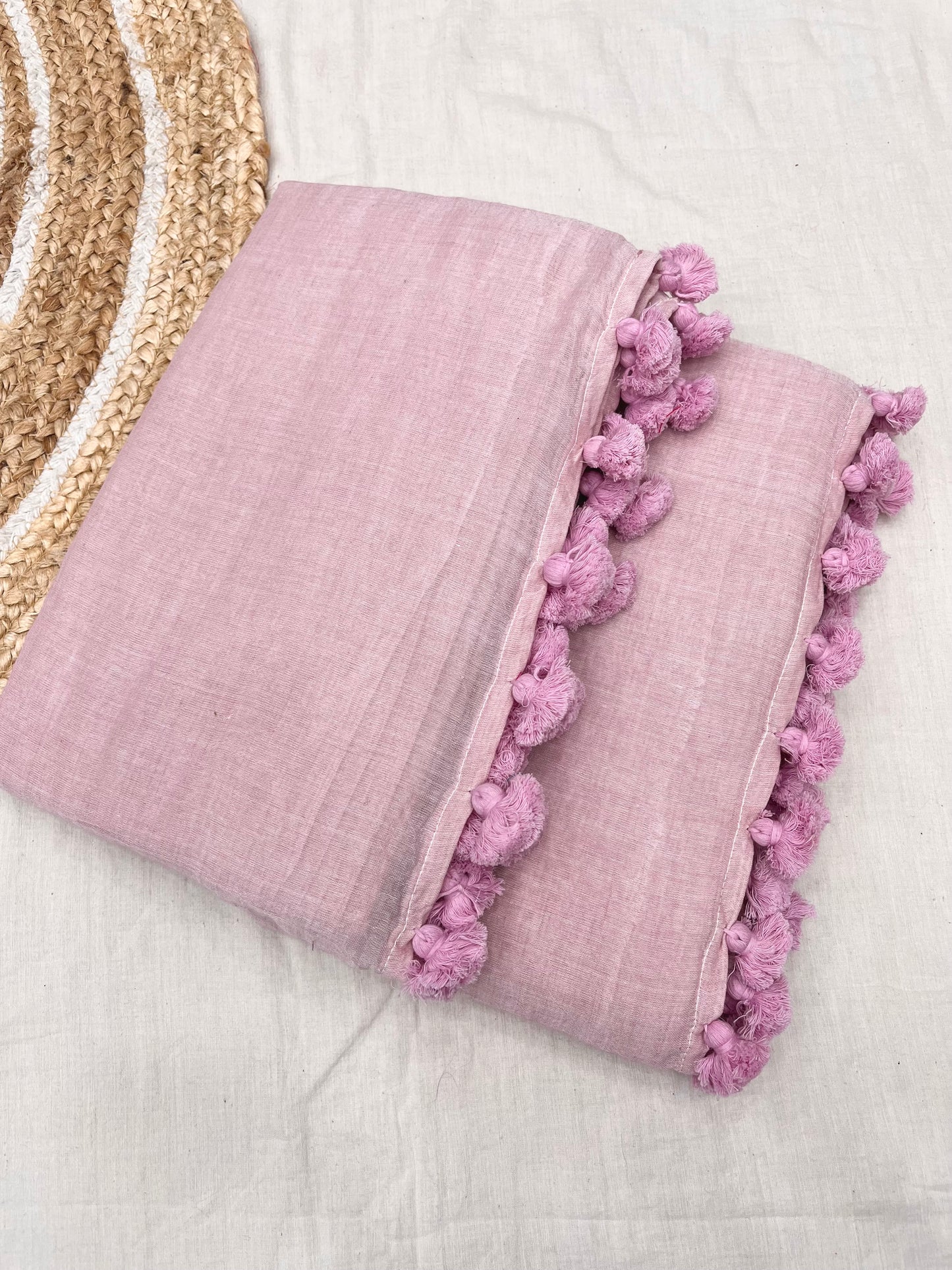 Ponds Pink Mulmul Cotton Saree