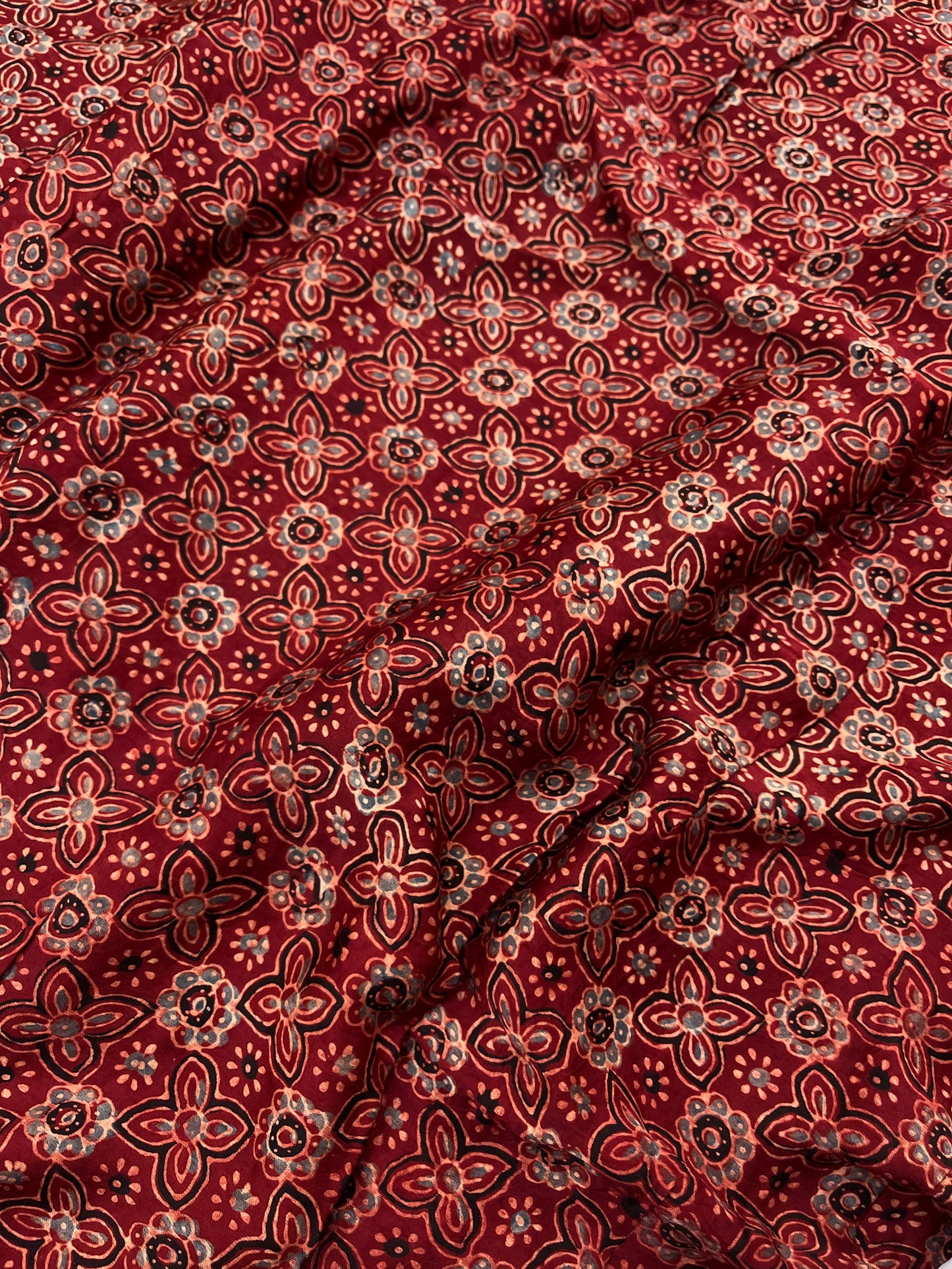 Violet Maroon Bandhani Ajrakh Modal Silk Saree
