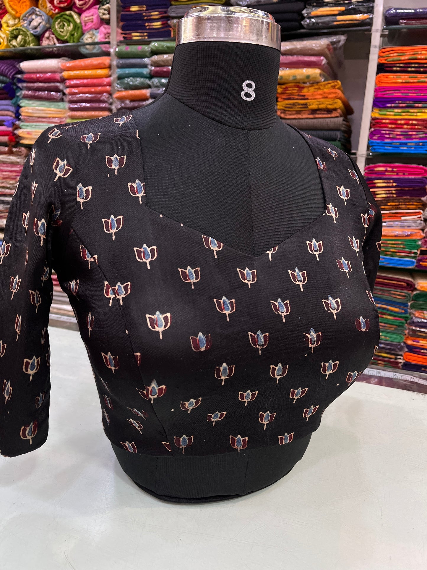 The Lotus Ajrakh Modal Silk Blouse