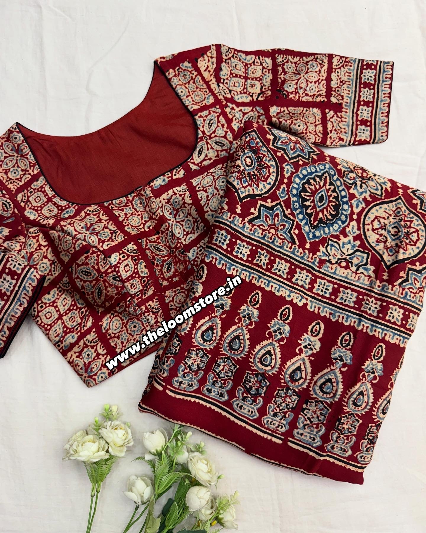 Raag-e-Butta Ajrakh Saree Blouse Combo Set