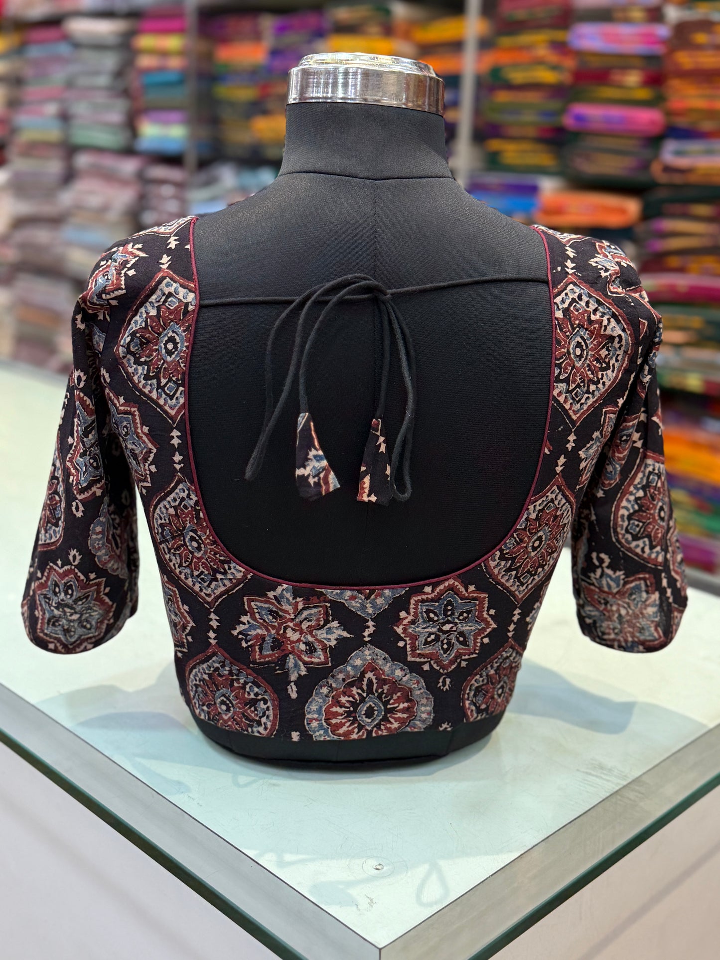 Raag Badam Ajrakh Cotton Sleeves Blouse