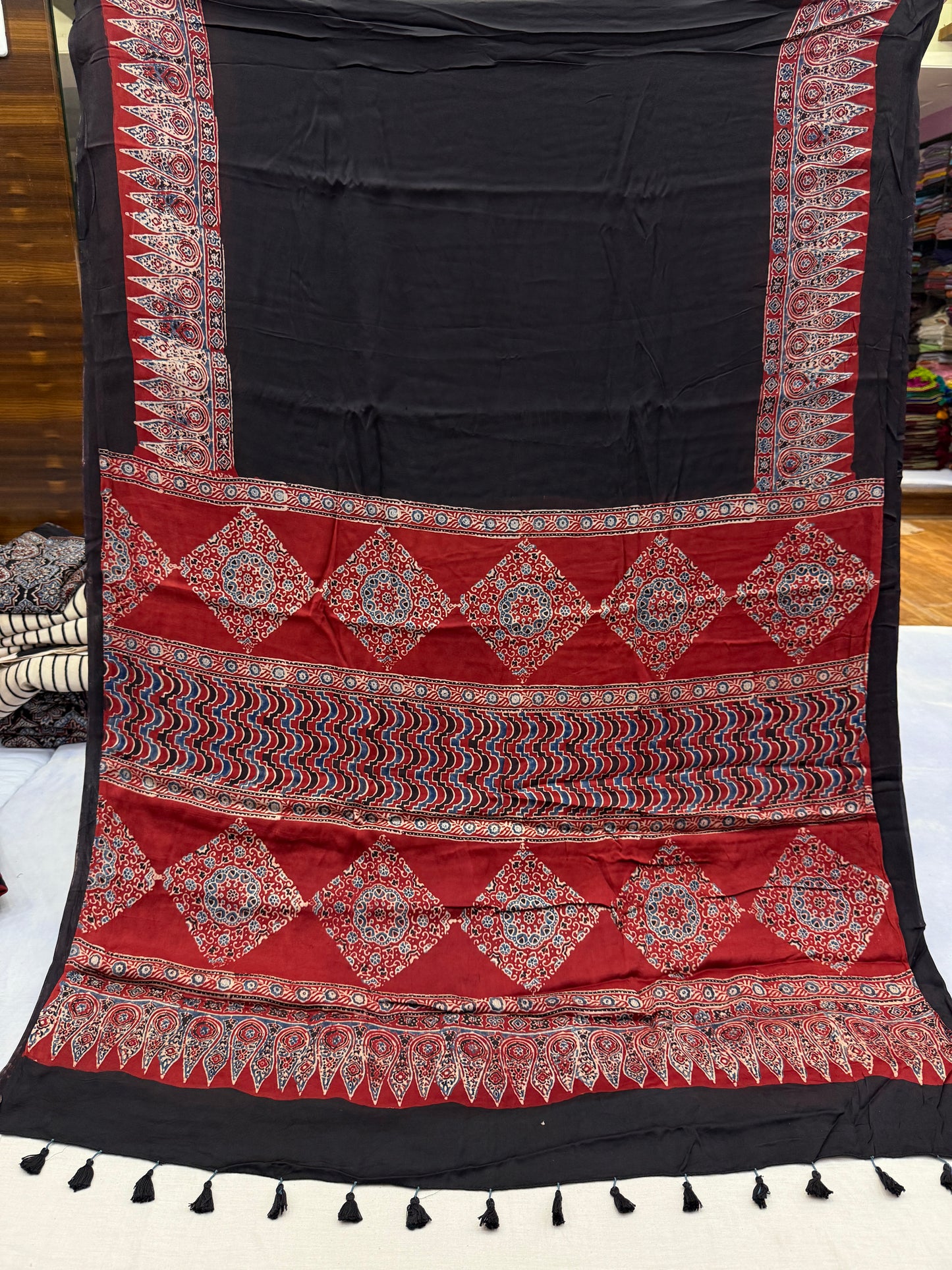 Kalki Raag Ajrakh Print Modal Silk Saree