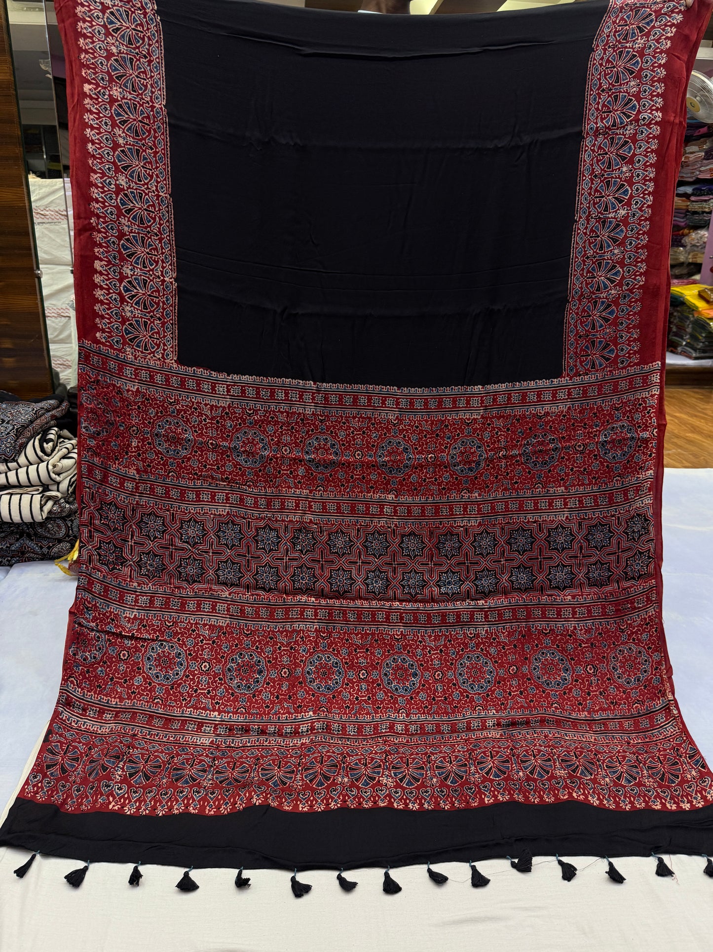 Laal Raag Ajrakh Print Modal Silk Saree