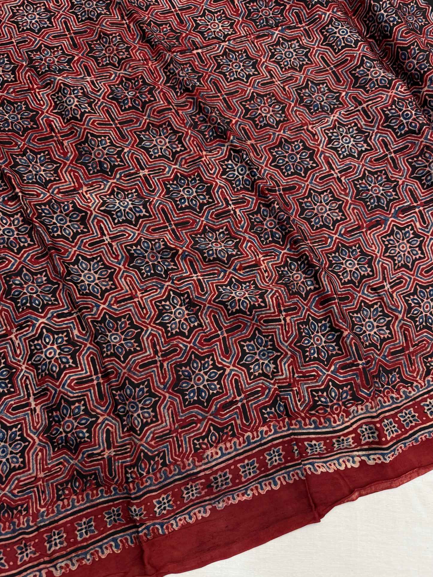 Laal Raag Ajrakh Print Modal Silk Saree