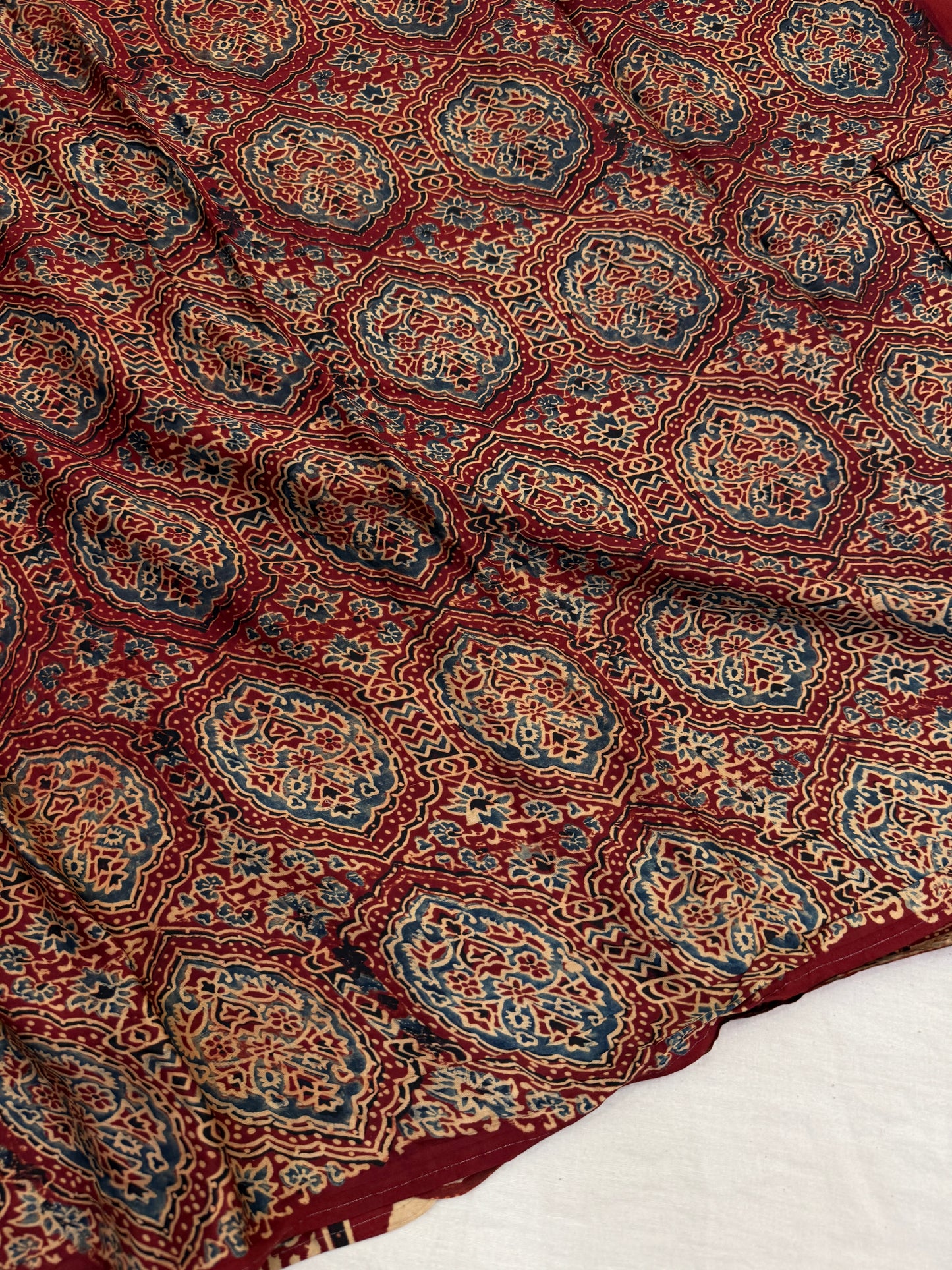 Dhoop Chaav Ajrakh Print Modal Silk Saree