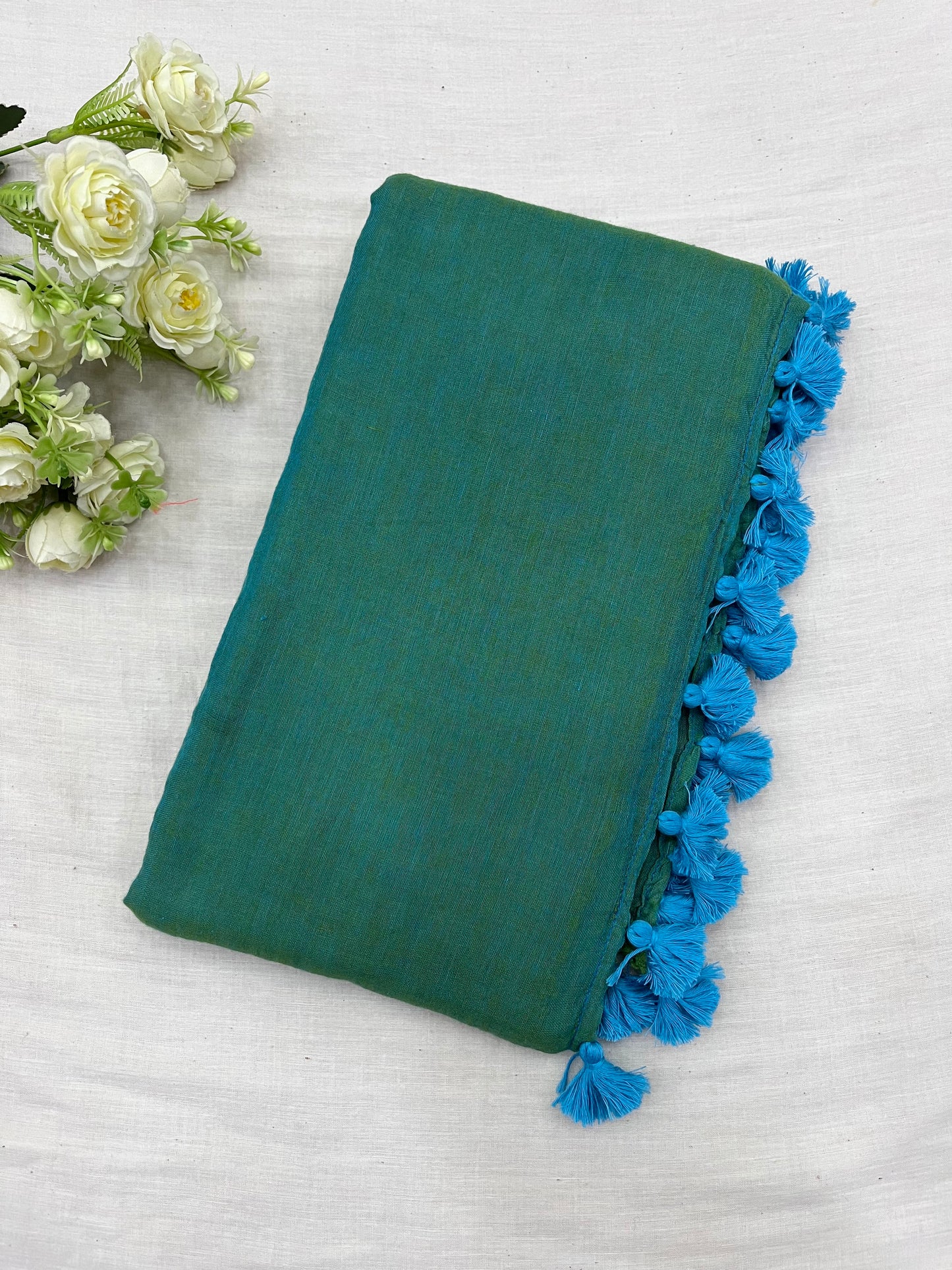 Flirty Green Mulmul Saree