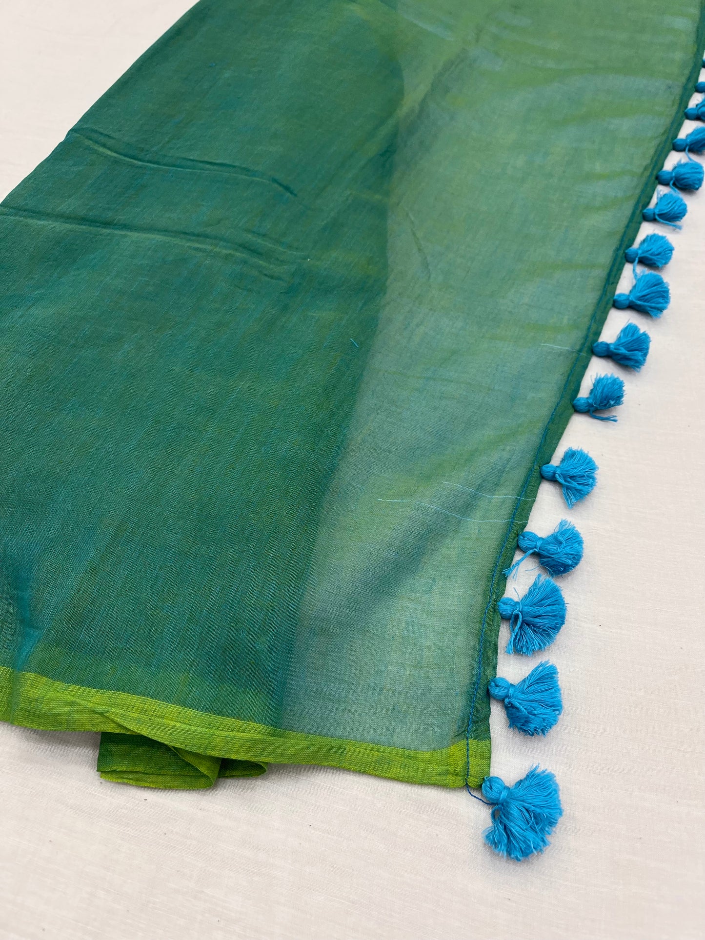 Flirty Green Mulmul Saree
