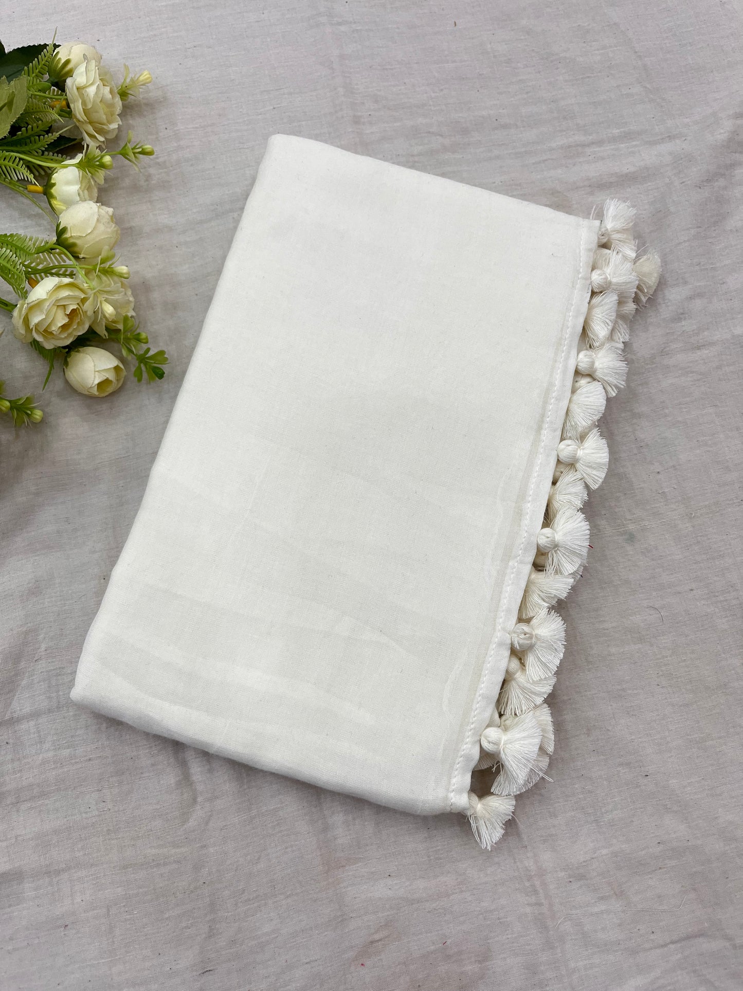 Off White Mulmul Saree
