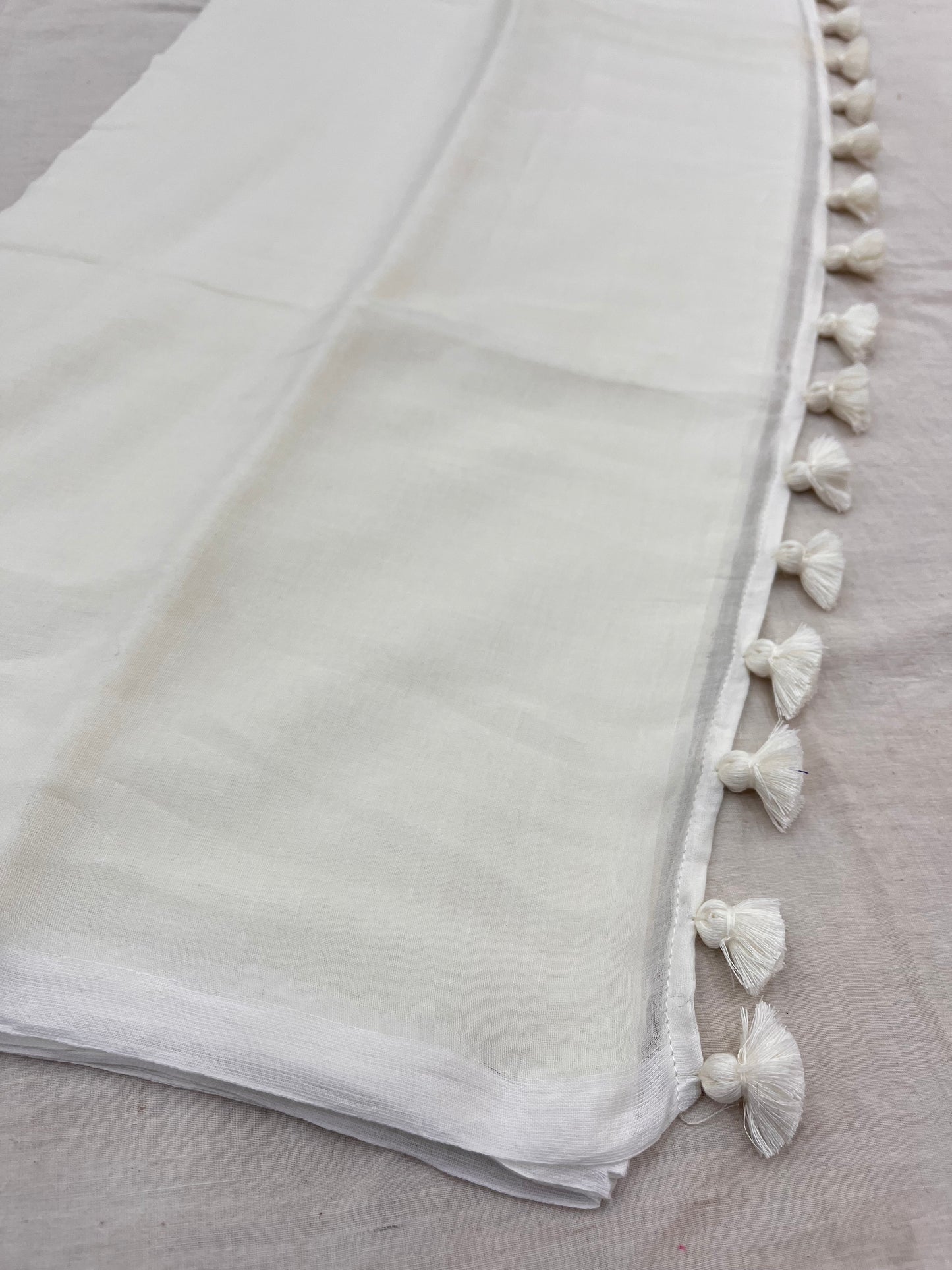 Off White Mulmul Saree