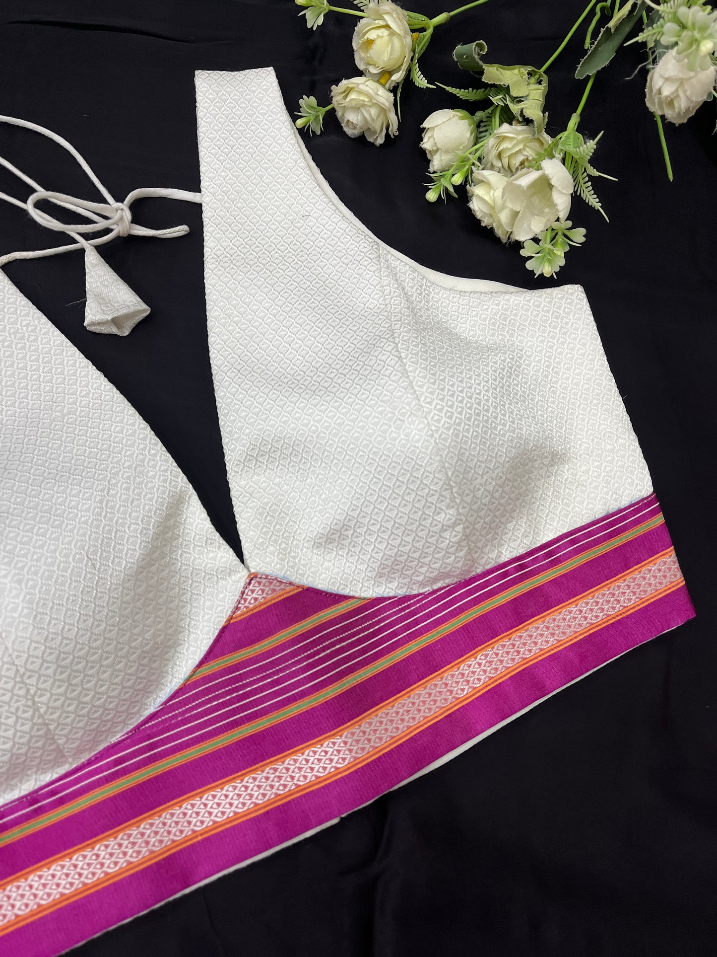 White Purple Pink Khun Saree Blouse Co-Ord Set