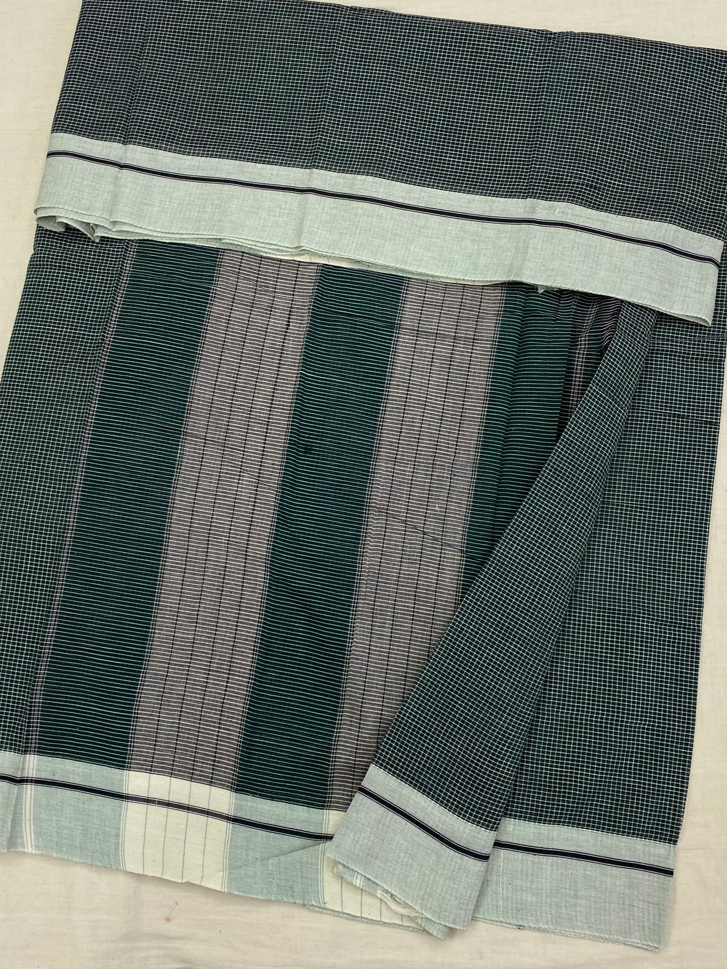 Sephia Green Patteda Anchu Saree