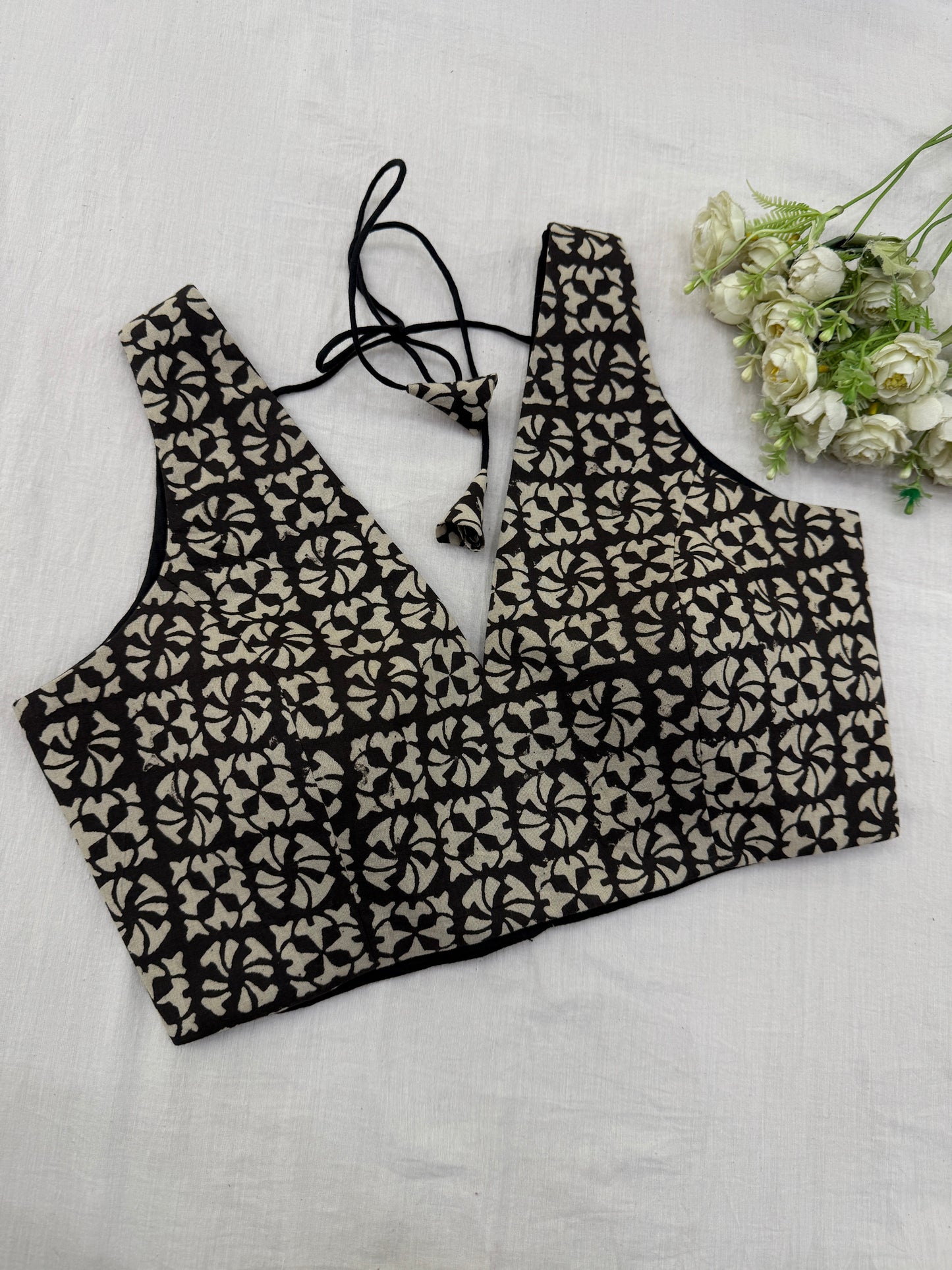 Geometric Ajrakh Cotton Sleeveless Blouse