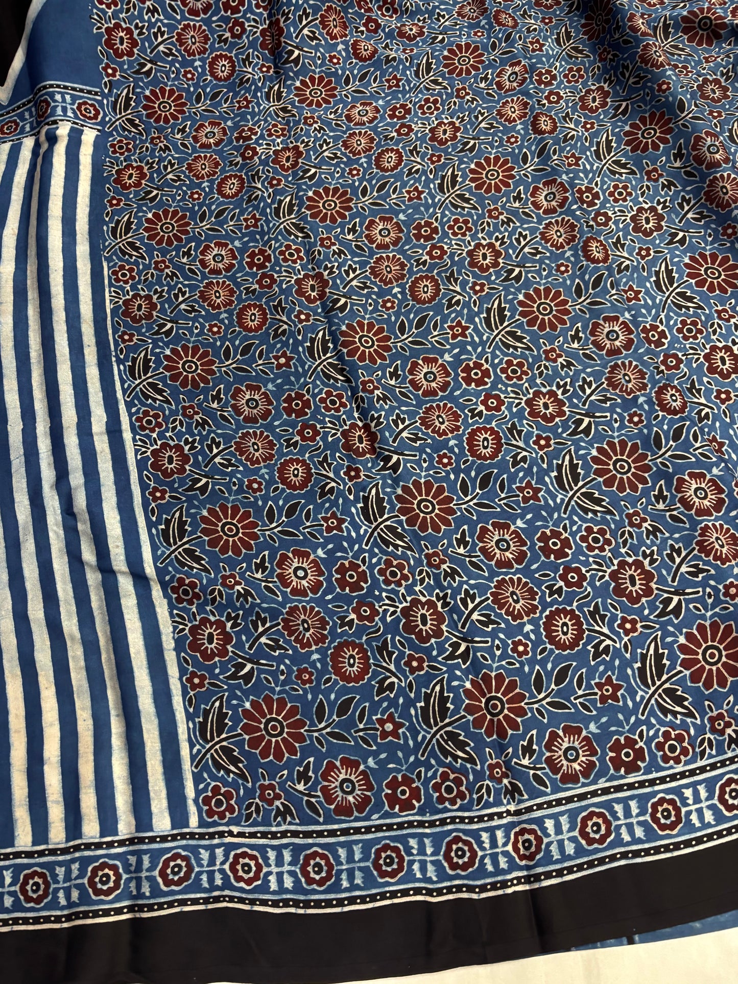 Neel Rekha Ajrakh Modal Silk Saree