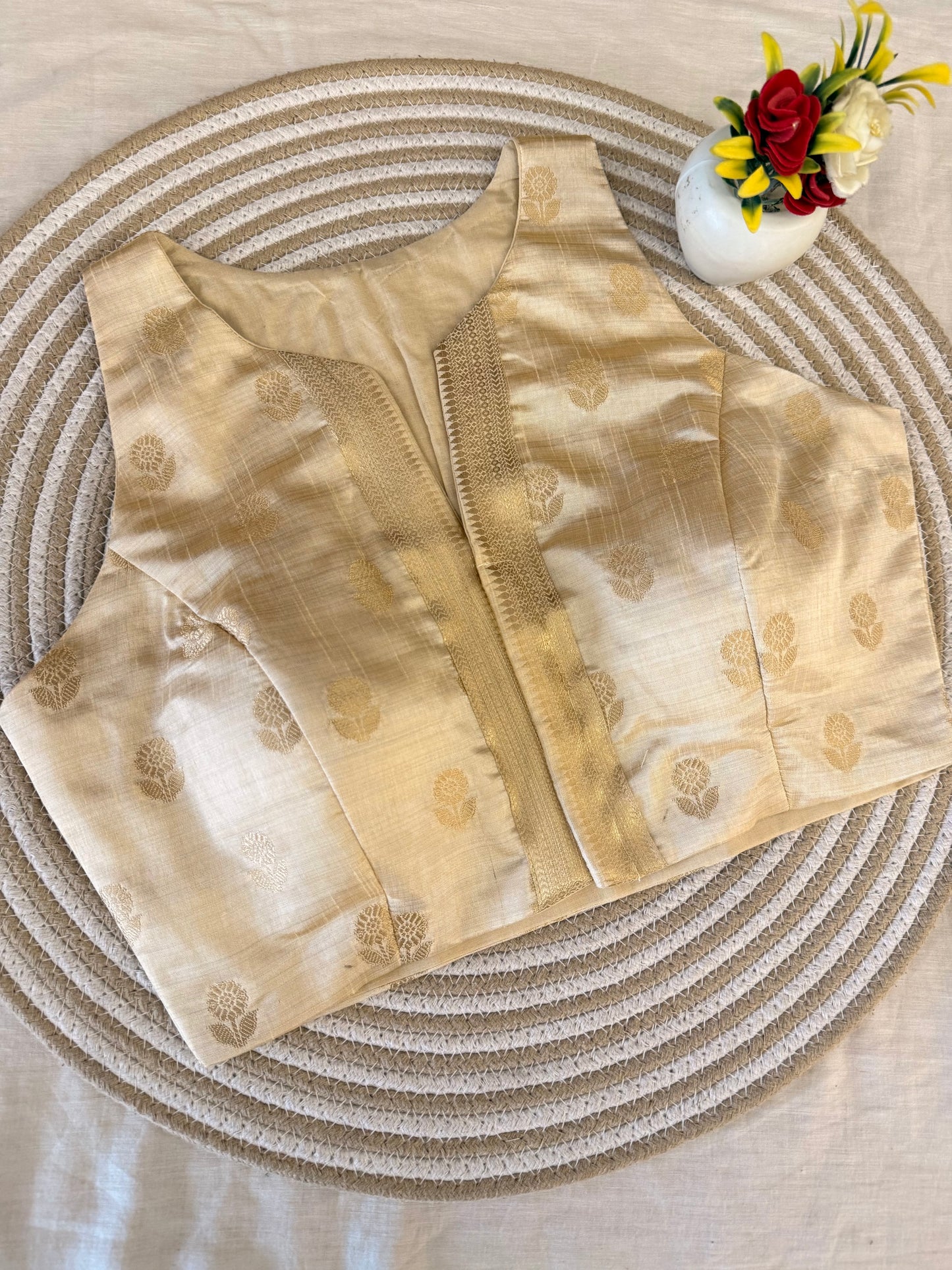 Pookkalam Racer Back Dupion Silk Blouse