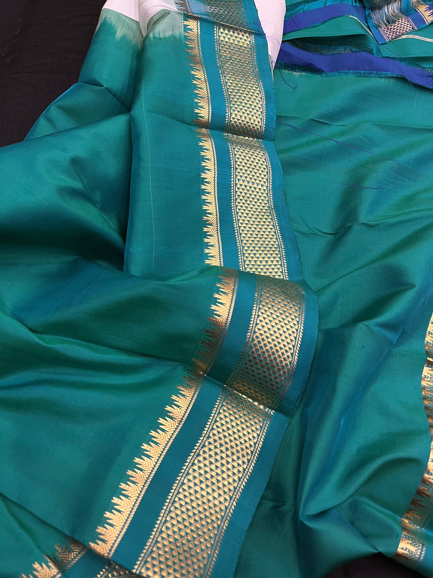 Cream Rama Pochampally Ilkal Silk Saree
