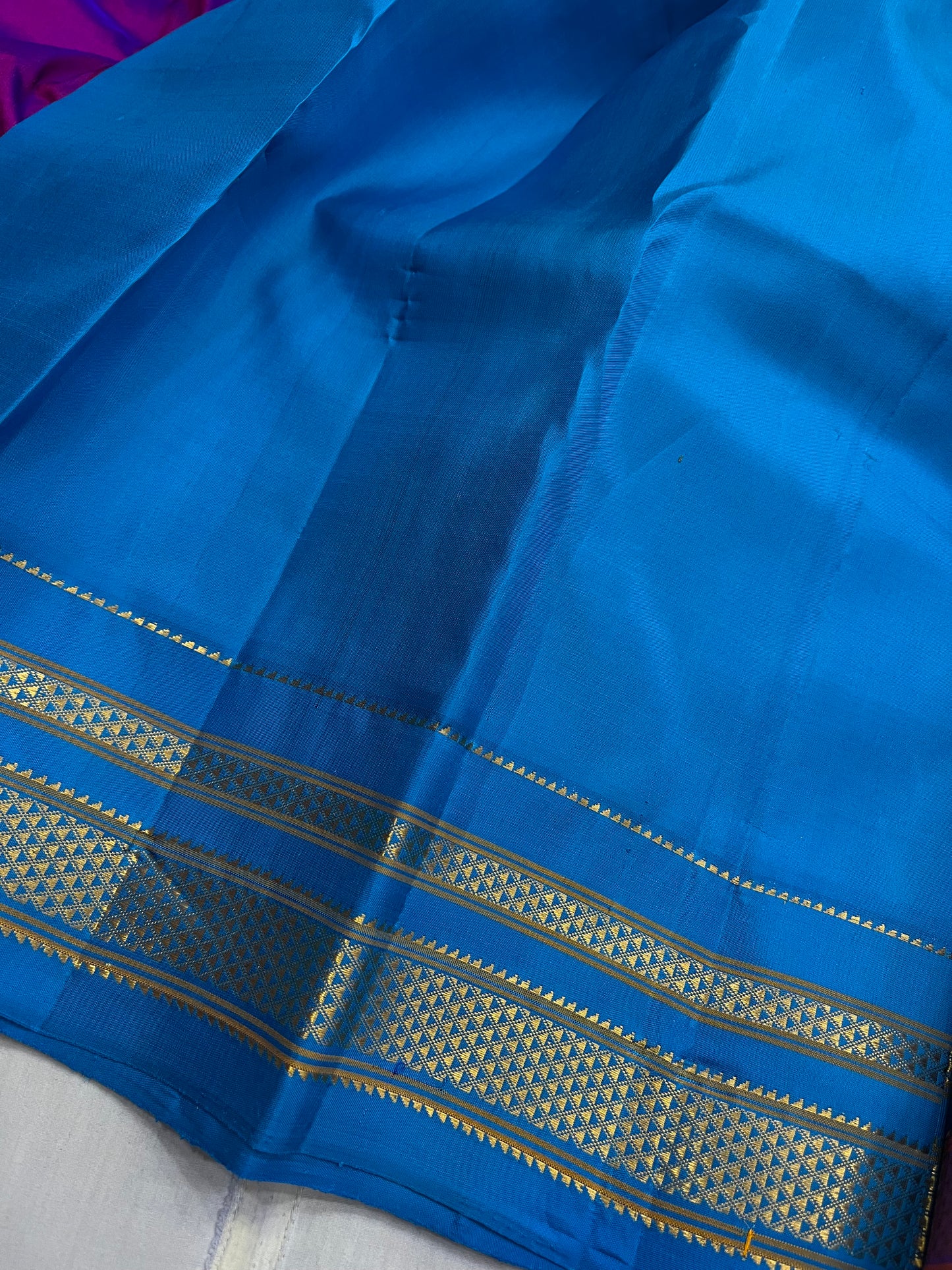 Magenta Blue Big Temple Ilkal Silk Saree