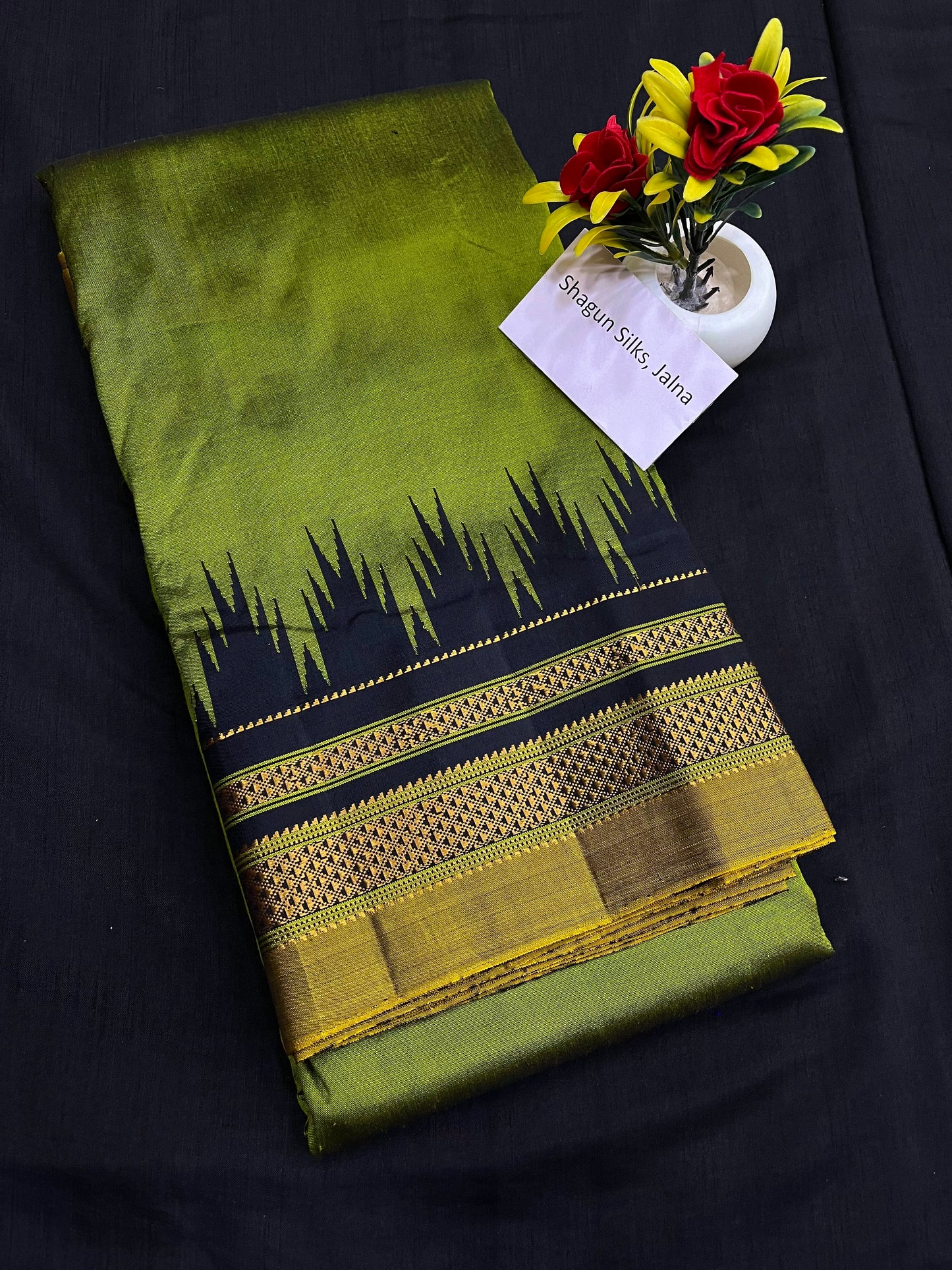 Mehendi Green Big Temple Ilkal Silk Saree