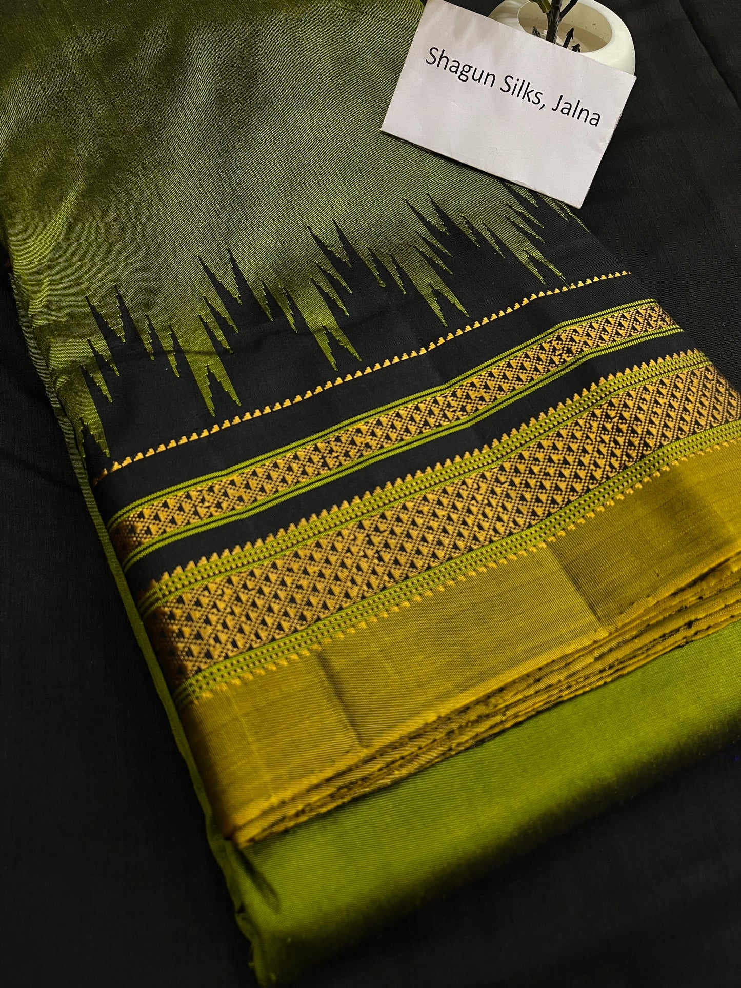 Mehendi Green Big Temple Ilkal Silk Saree