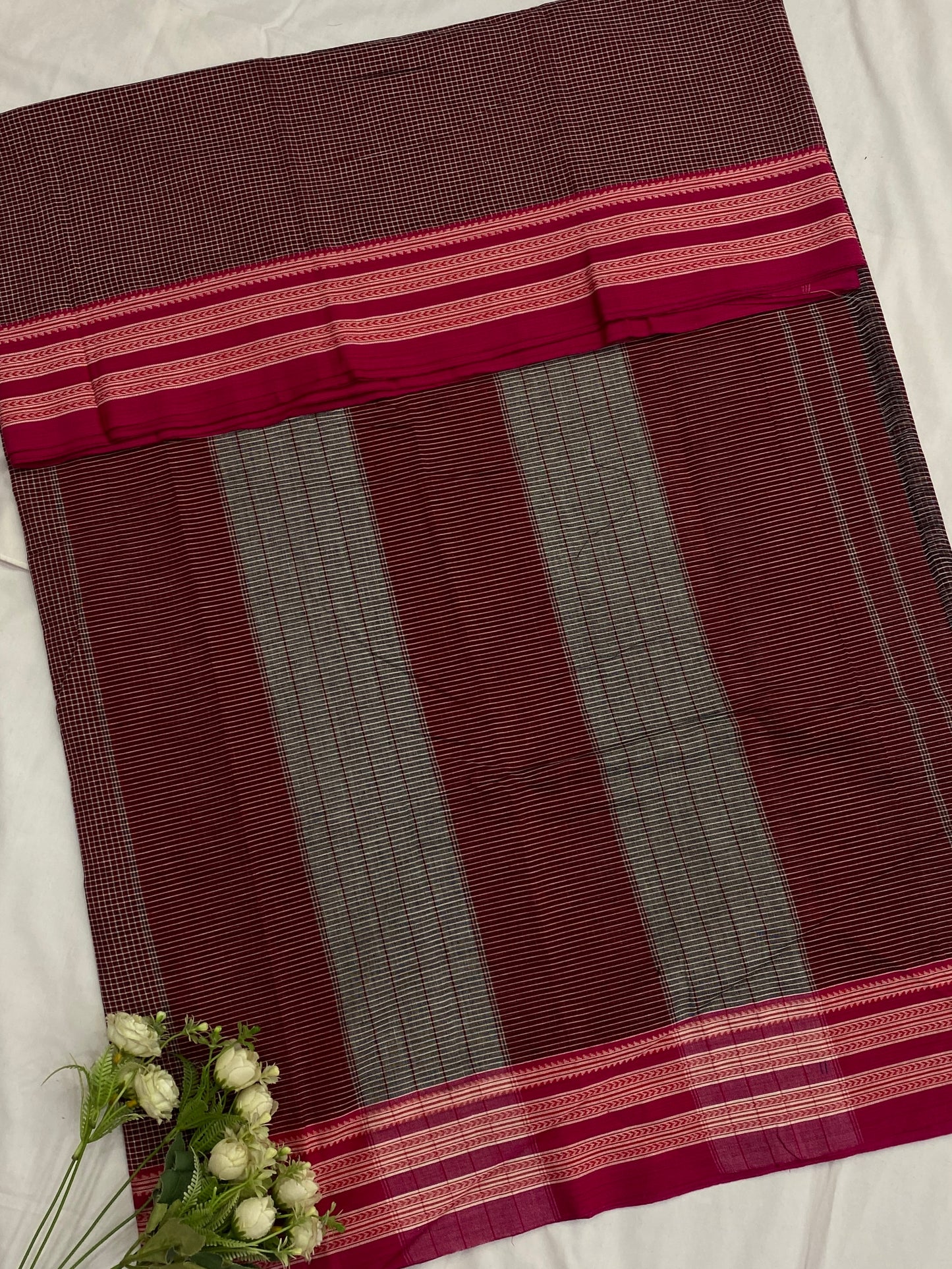 Rustic Pink Gomi Teni Border Patteda Anchu Saree